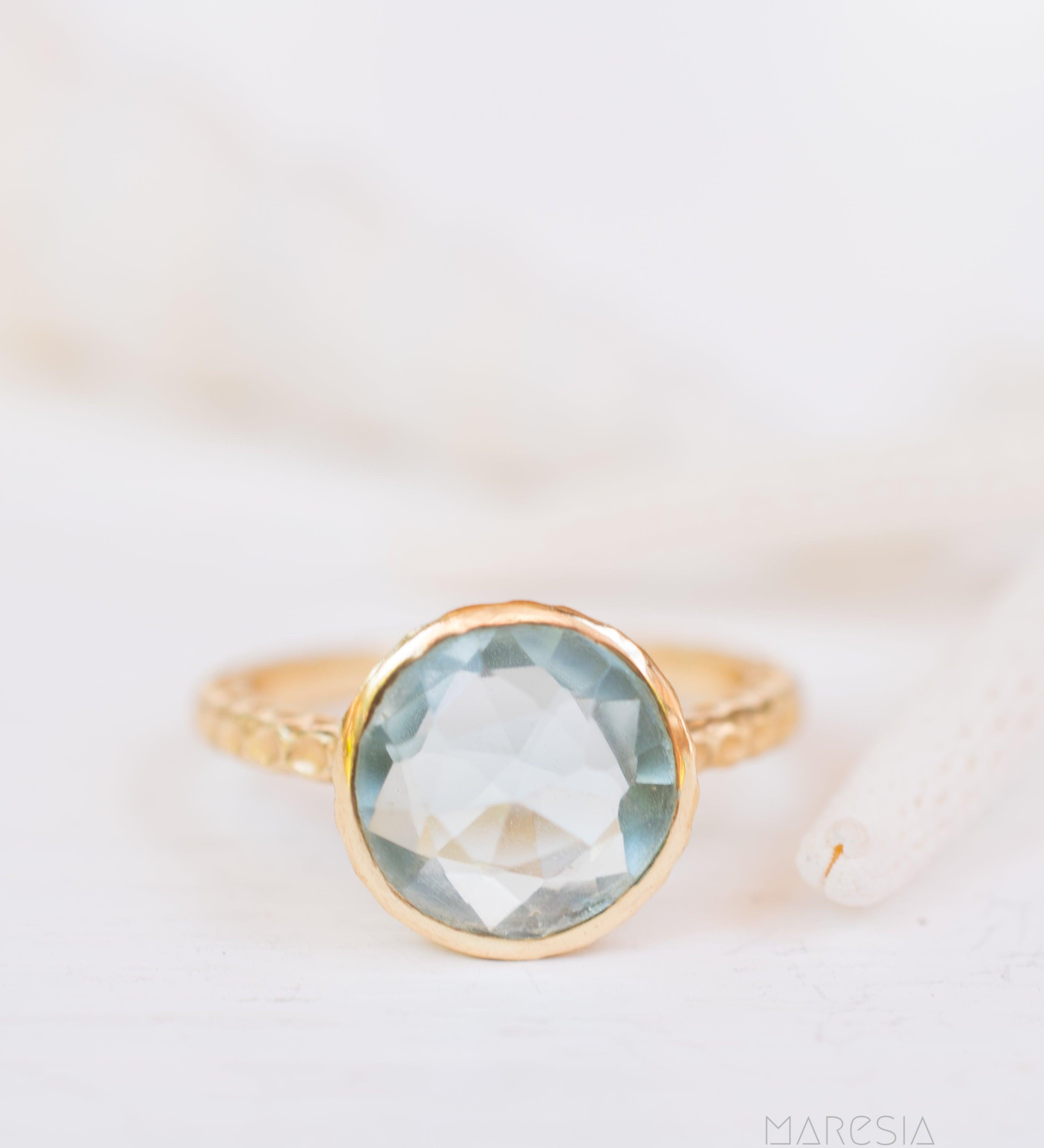 Gabi Blue Topaz Ring ~ 18k Gold Plated ~ SMR113 - Maresia Jewelry