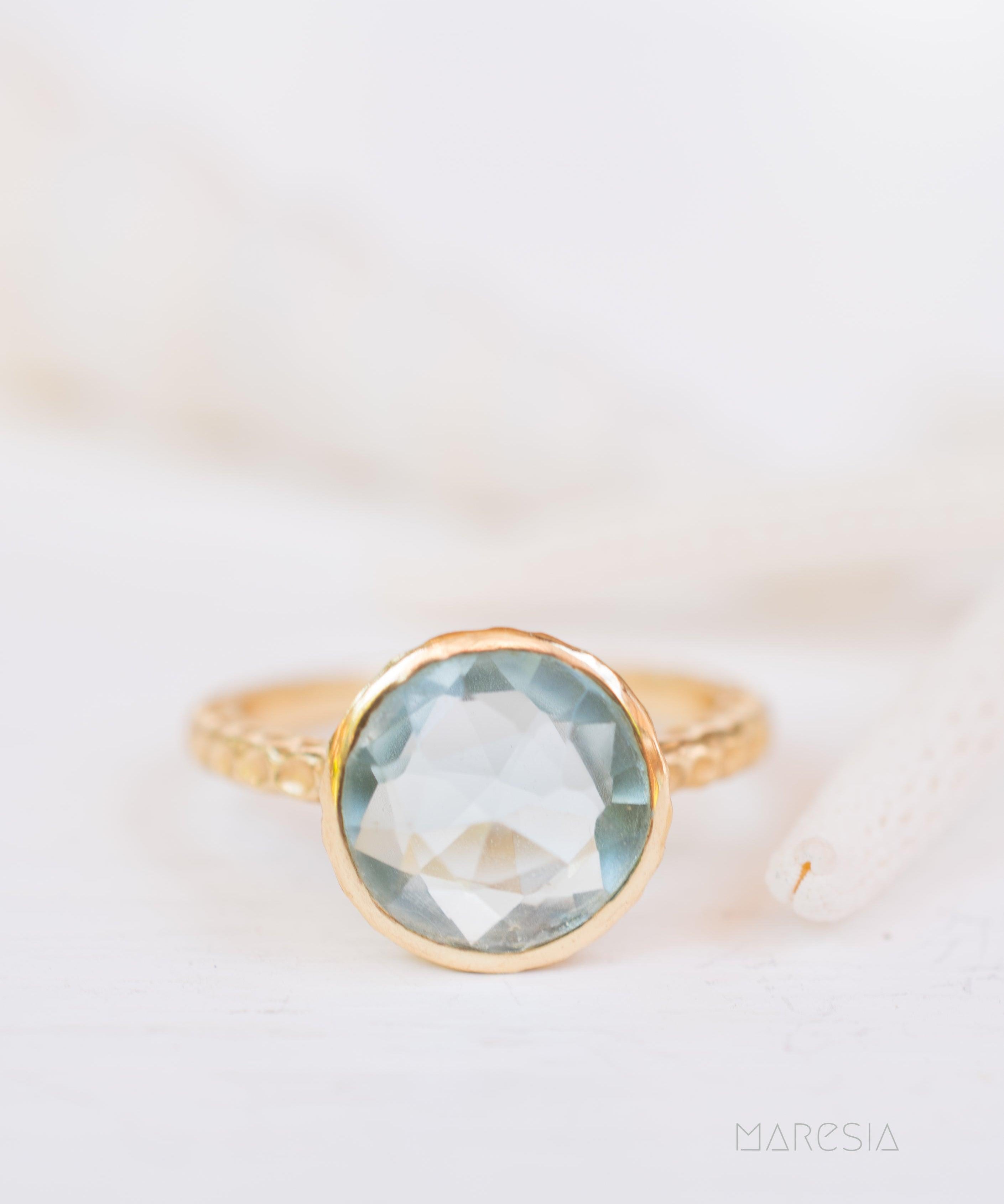 Gabi Blue Topaz Ring ~ 18k Gold Plated ~ SMR113 - Maresia Jewelry