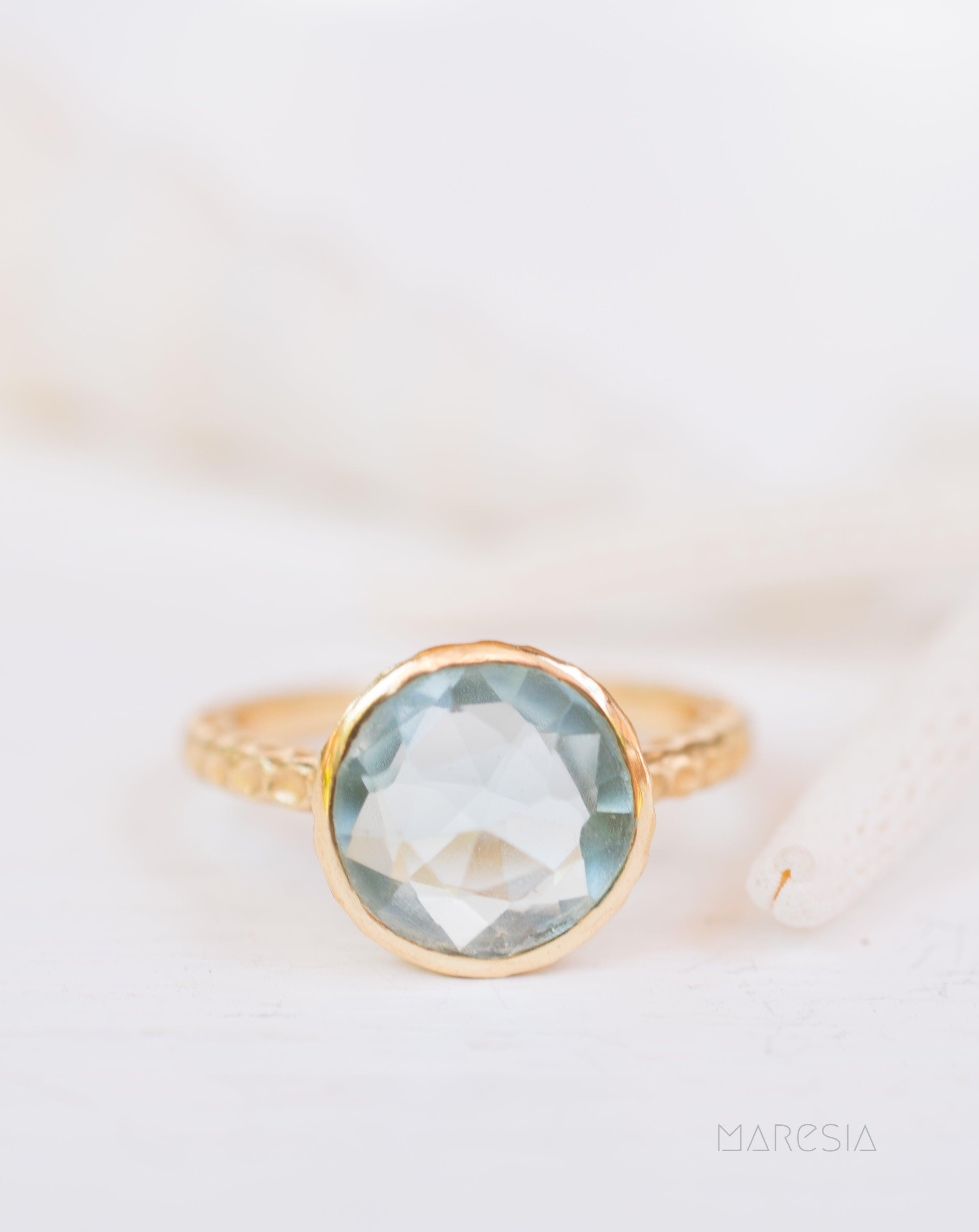 Gabi Blue Topaz Ring ~ 18k Gold Plated ~ SMR113 - Maresia Jewelry