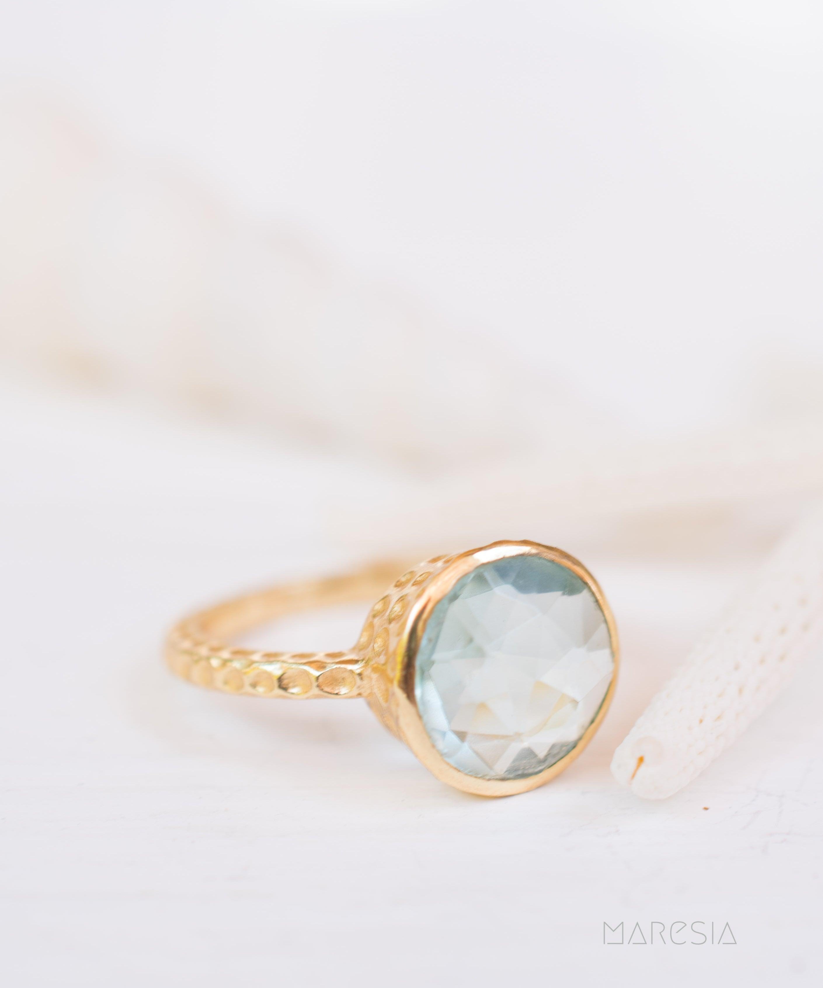 Gabi Blue Topaz Ring ~ 18k Gold Plated ~ SMR113 - Maresia Jewelry