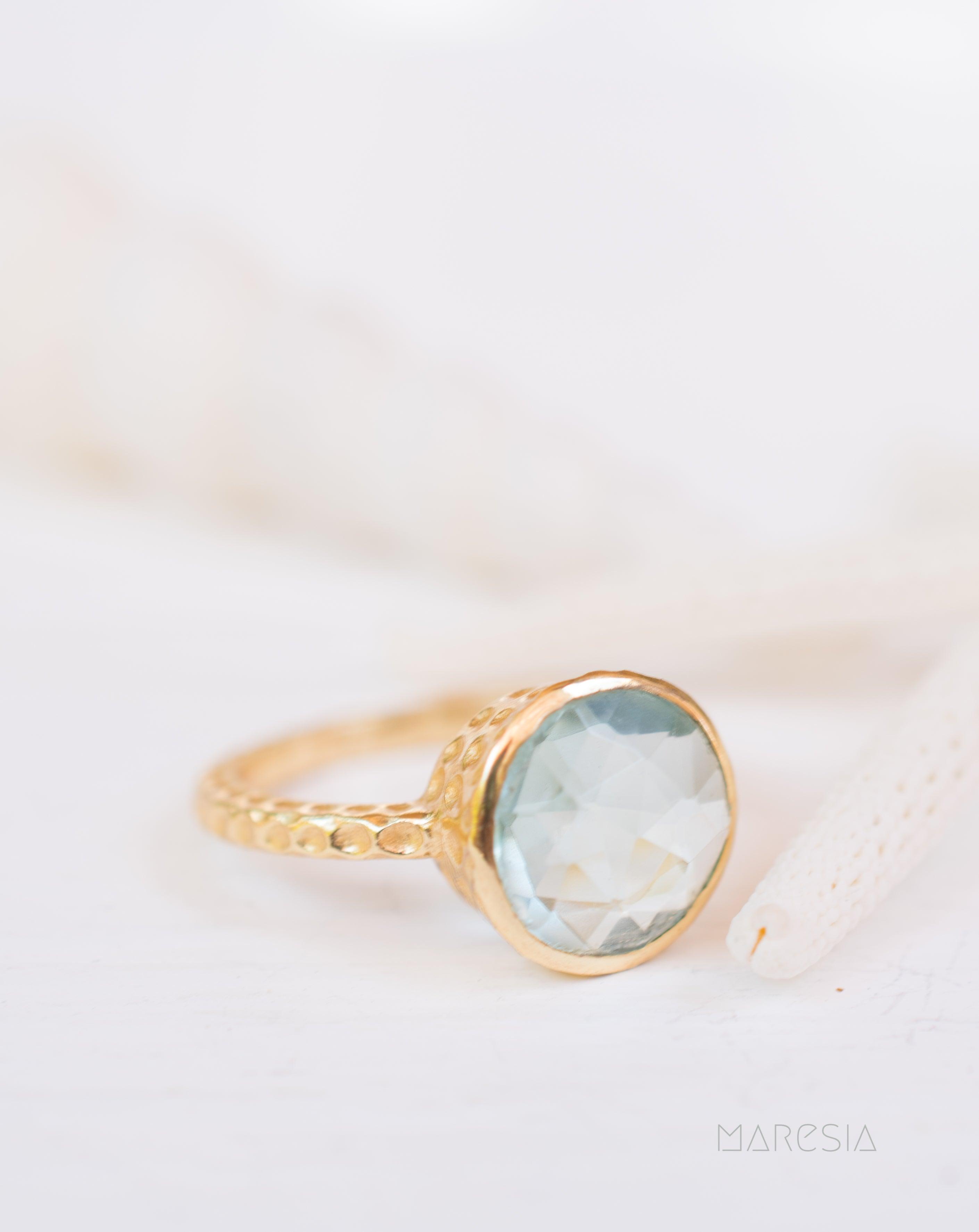 Gabi Blue Topaz Ring ~ 18k Gold Plated ~ SMR113 - Maresia Jewelry