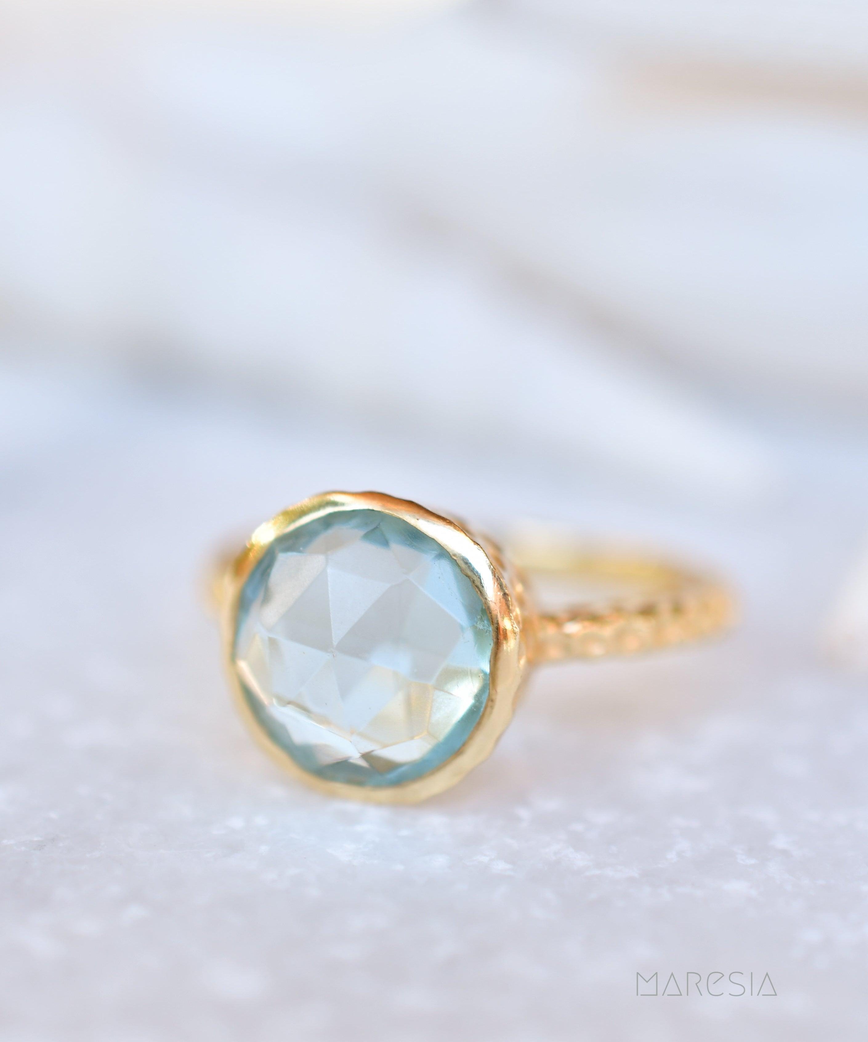 Gabi Blue Topaz Ring ~ 18k Gold Plated ~ SMR113 - Maresia Jewelry