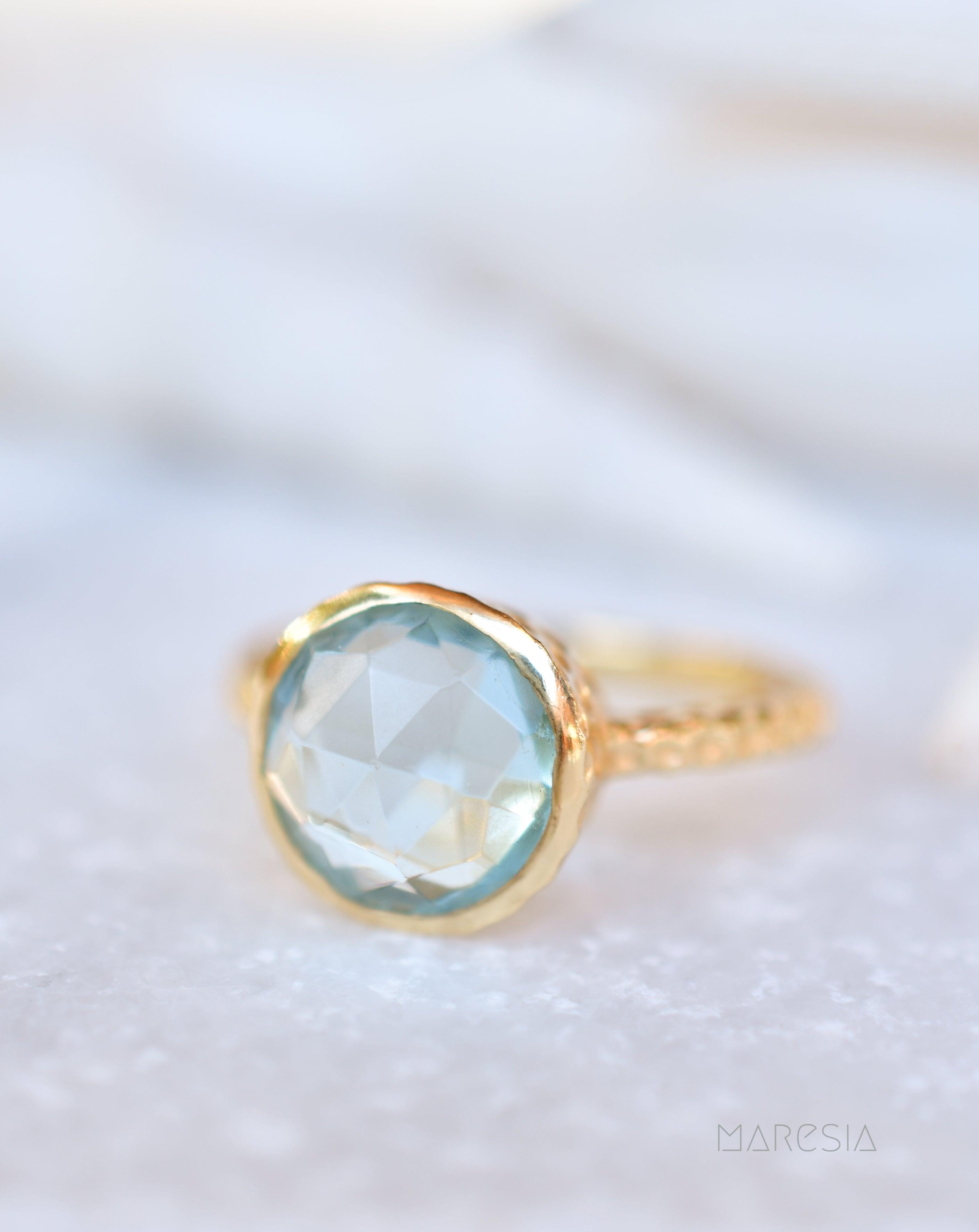 Gabi Blue Topaz Ring ~ 18k Gold Plated ~ SMR113 - Maresia Jewelry