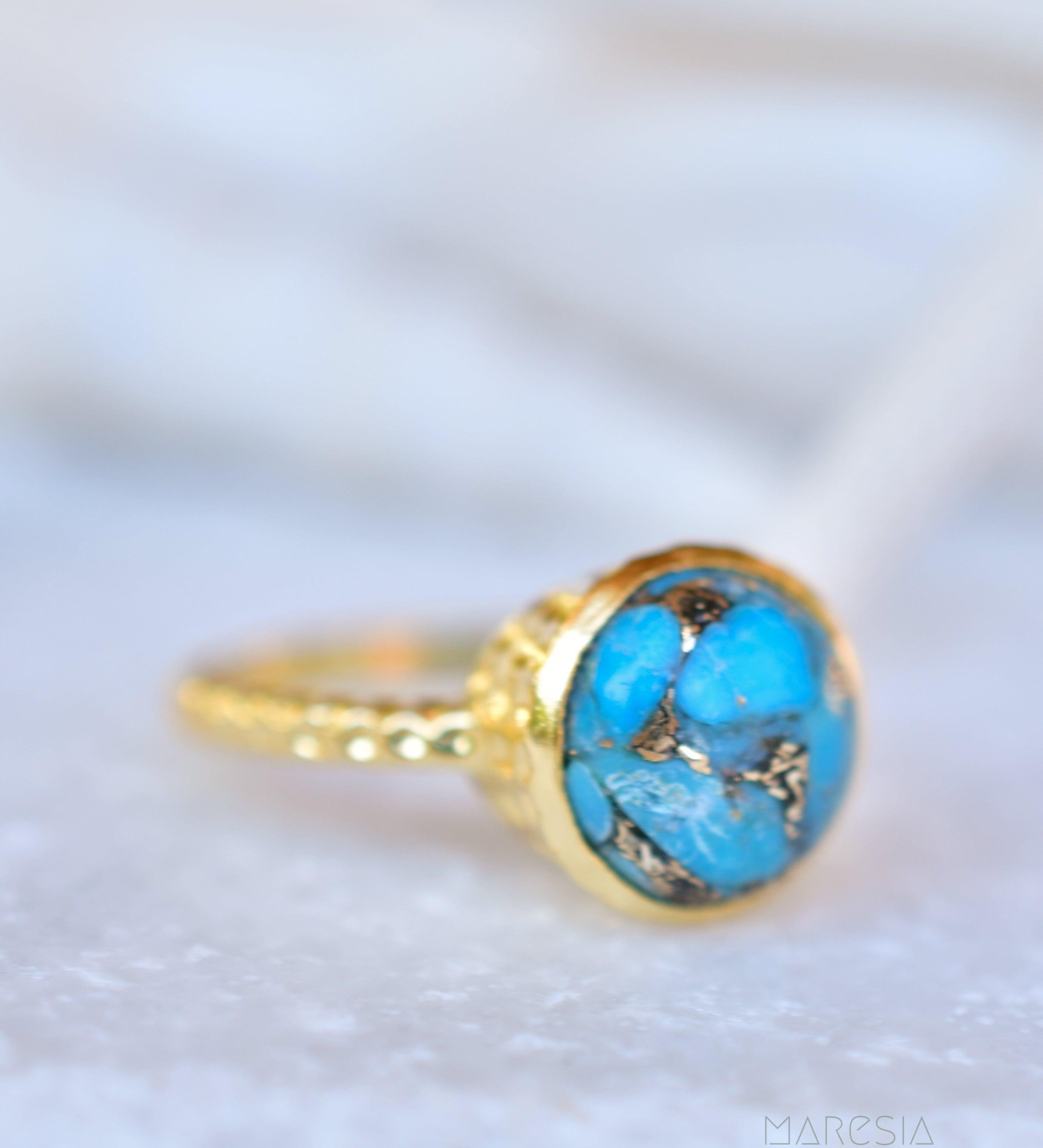 Gabi Copper Turquoise Gold Ring ~ 18k Gold Plated ~ SMR104 - Maresia Jewelry