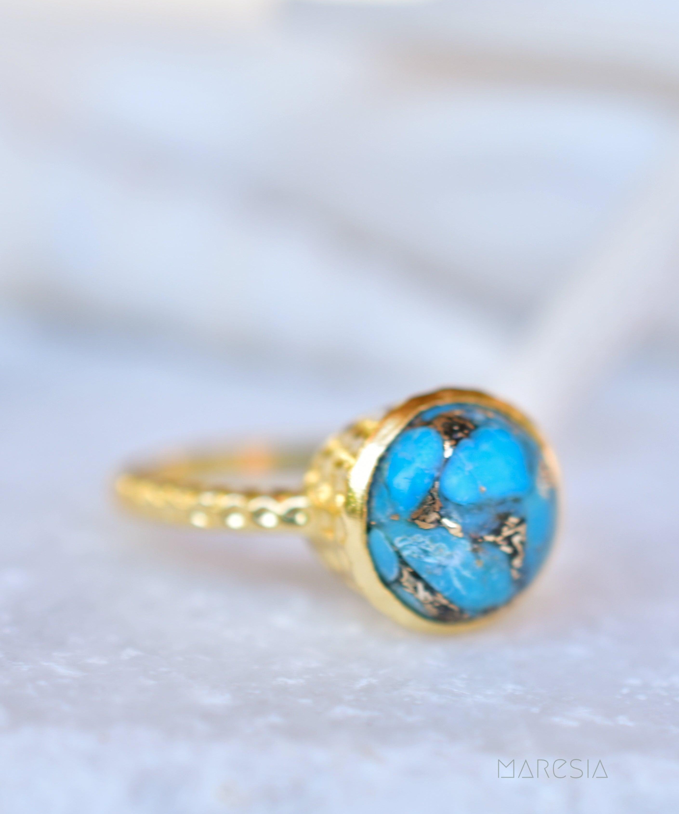 Gabi Copper Turquoise Gold Ring ~ 18k Gold Plated ~ SMR104 - Maresia Jewelry
