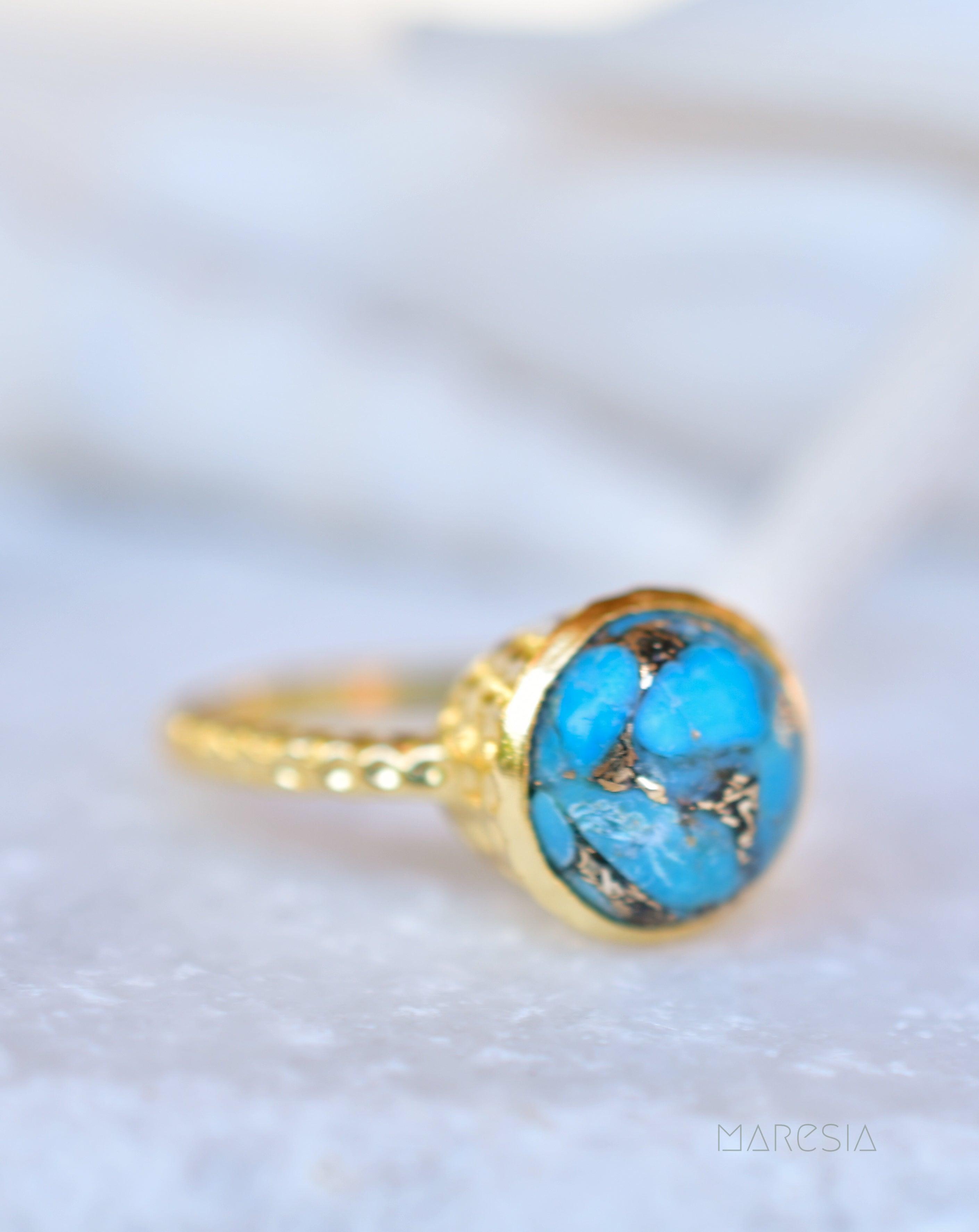 Gabi Copper Turquoise Gold Ring ~ 18k Gold Plated ~ SMR104 - Maresia Jewelry