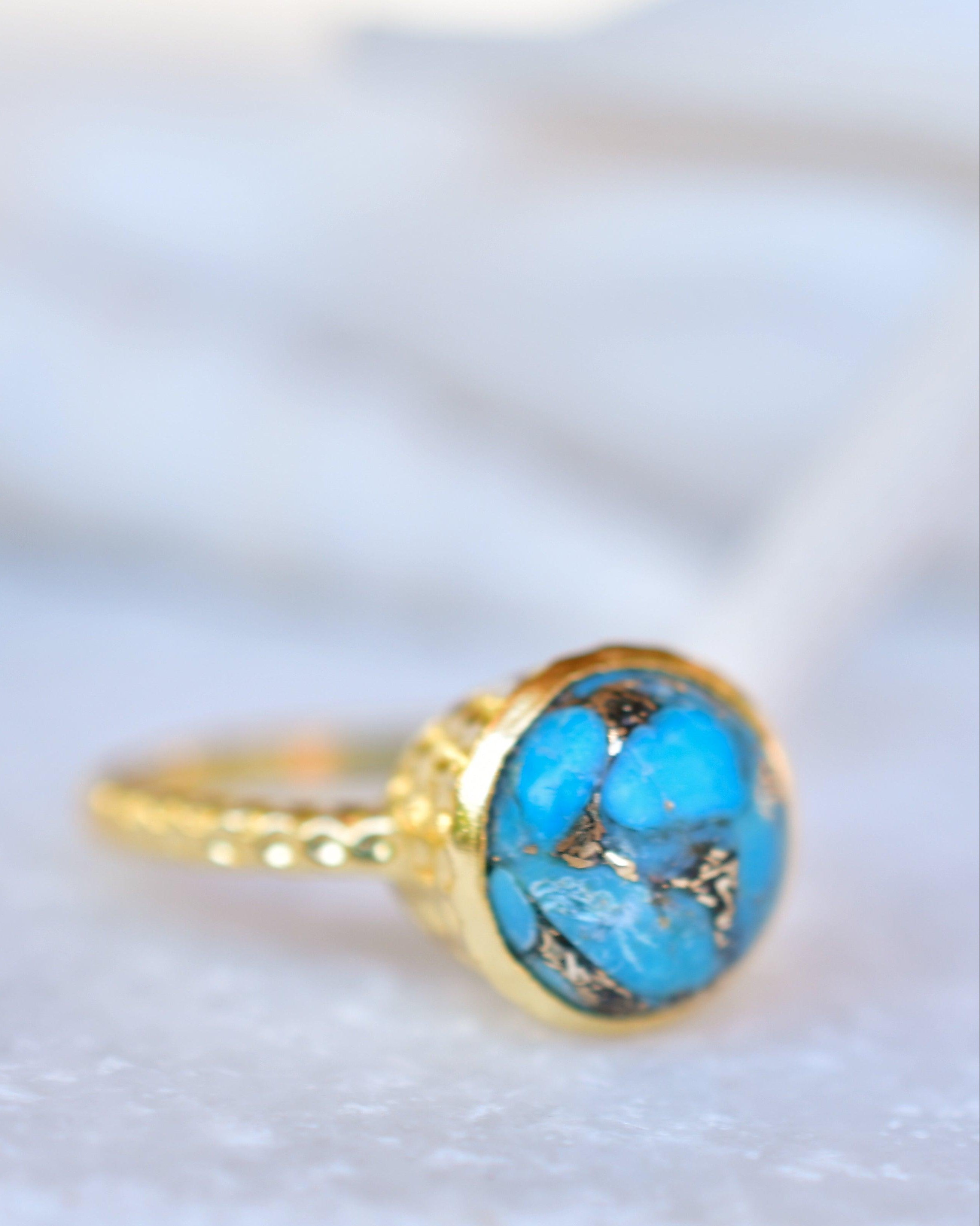 Gabi Copper Turquoise Gold Ring ~ 18k Gold Plated ~ SMR104 - Maresia Jewelry