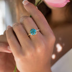 Copper Turquoise Gold Ring ~ 18k Gold Plated ~ - Maresia Jewelry