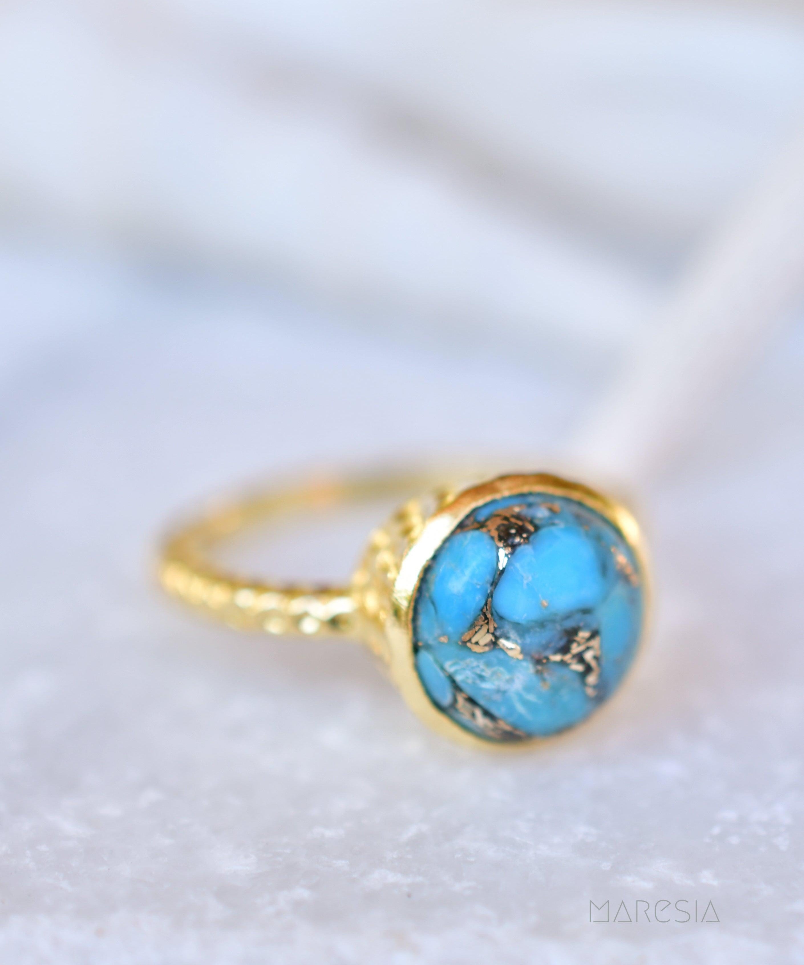 Gabi Copper Turquoise Gold Ring ~ 18k Gold Plated ~ SMR104 - Maresia Jewelry