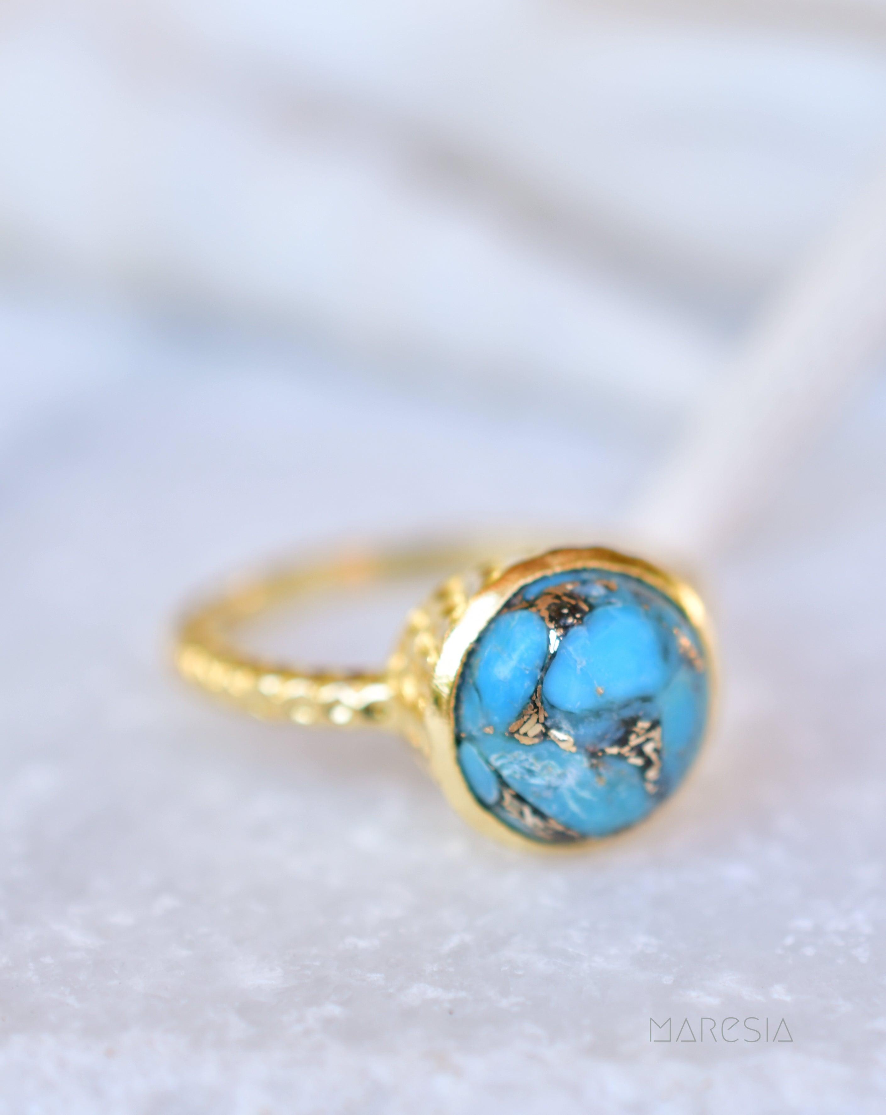 Gabi Copper Turquoise Gold Ring ~ 18k Gold Plated ~ SMR104 - Maresia Jewelry