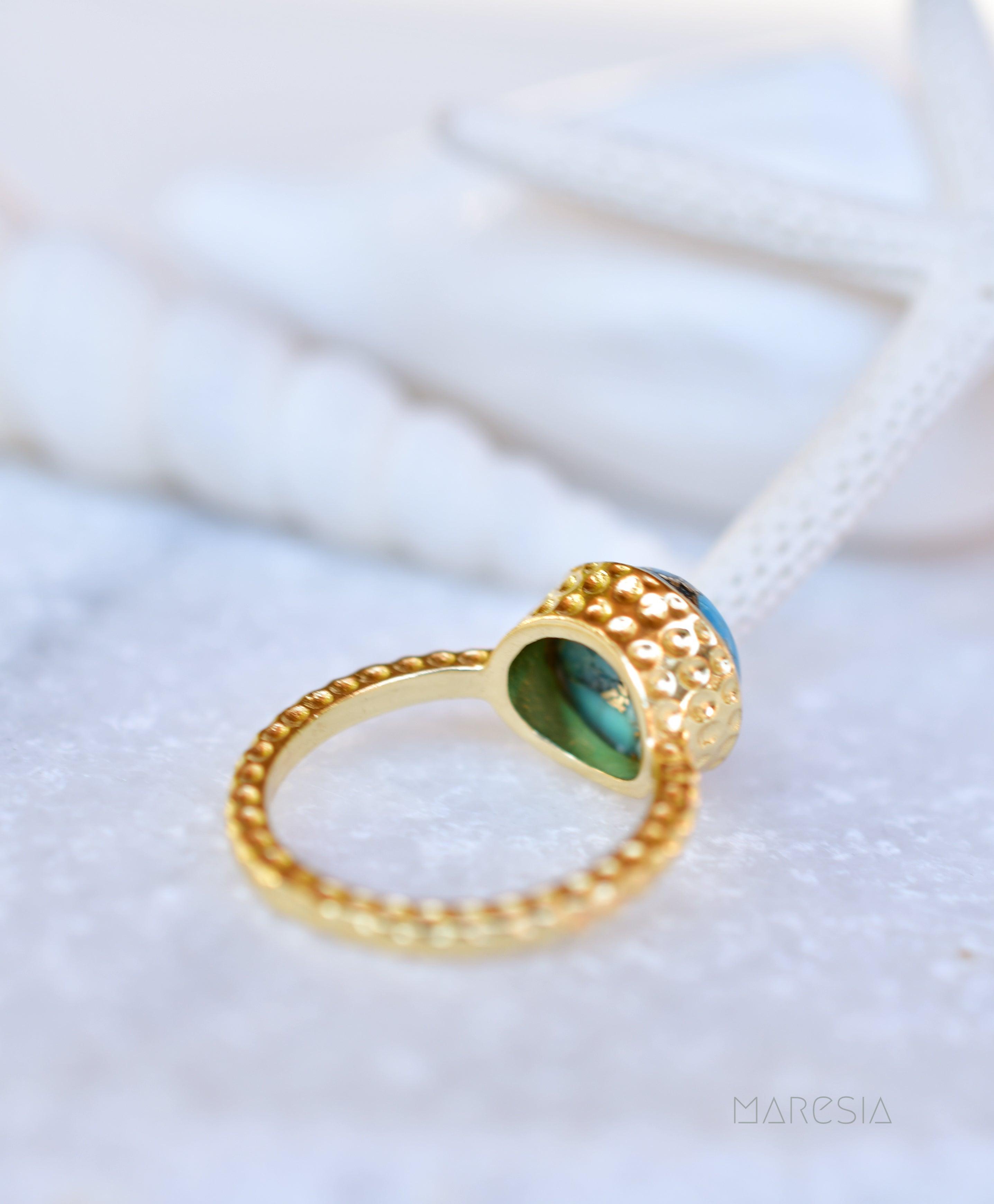 Gabi Copper Turquoise Gold Ring ~ 18k Gold Plated ~ SMR104 - Maresia Jewelry