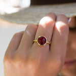 Gabi Garnet hydro Gold Ring ~ 18k Gold Plated ~ SMR114 - Maresia Jewelry