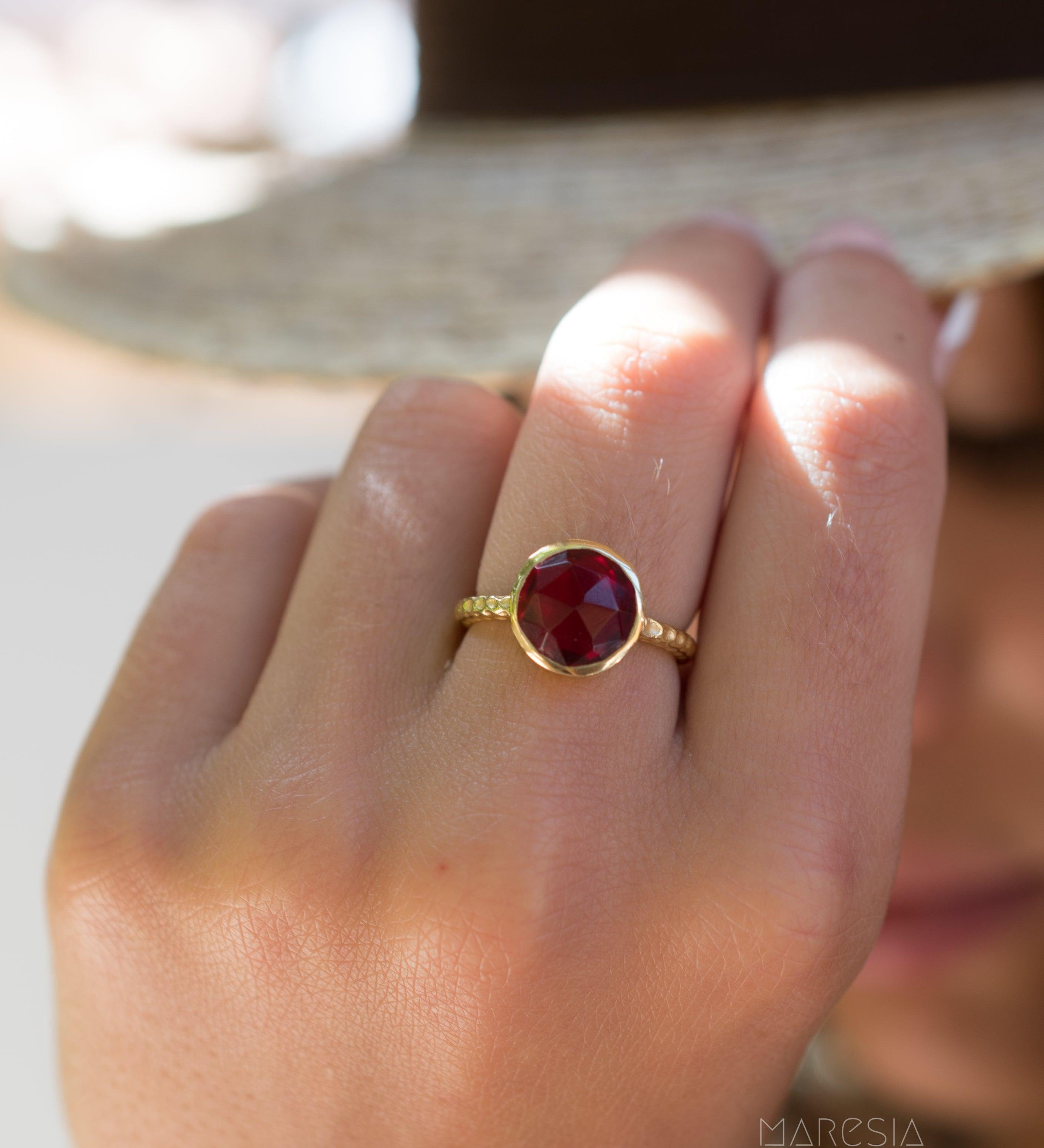 Gabi Garnet hydro Gold Ring ~ 18k Gold Plated ~ SMR114 - Maresia Jewelry