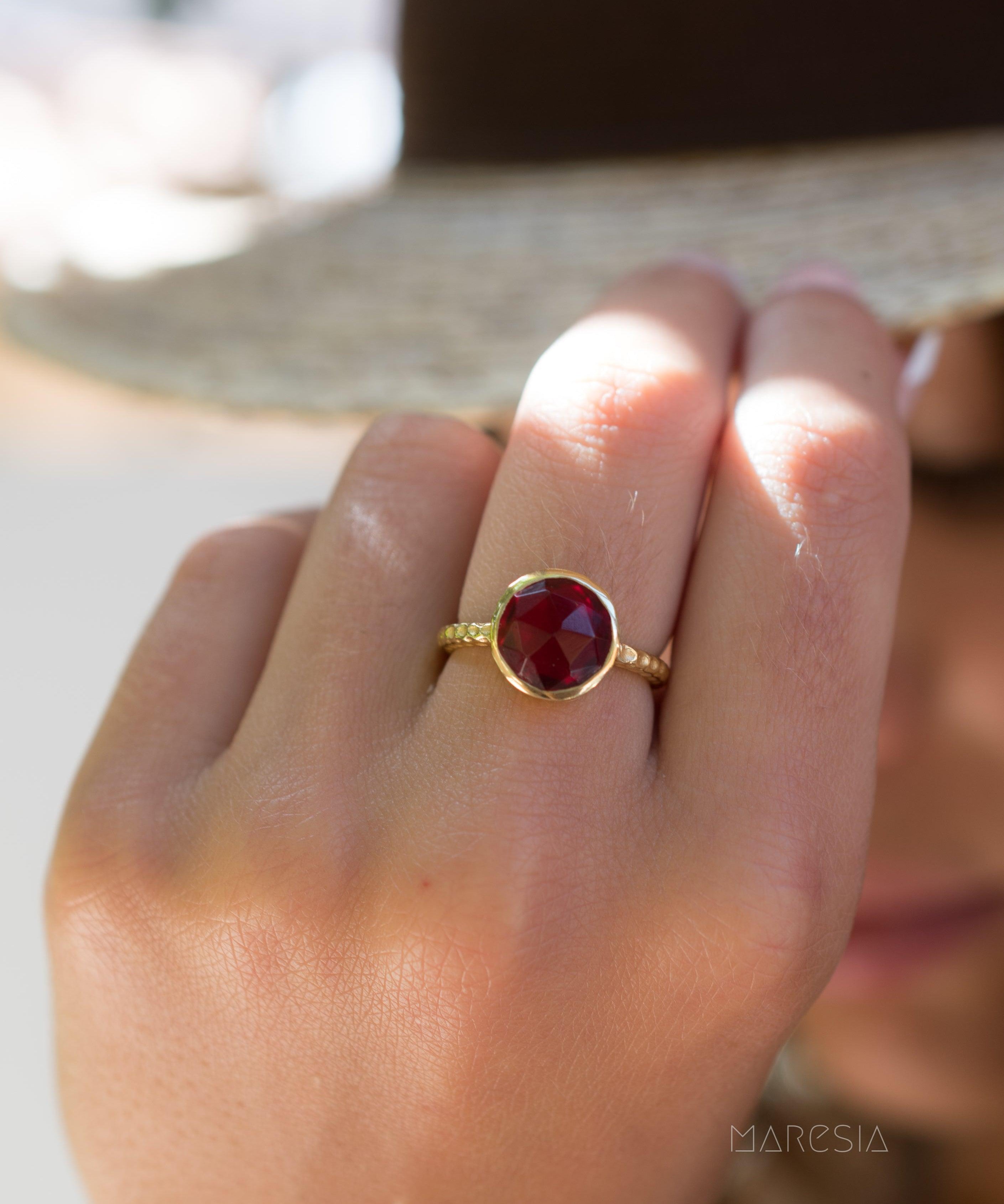Gabi Garnet hydro Gold Ring ~ 18k Gold Plated ~ SMR114 - Maresia Jewelry