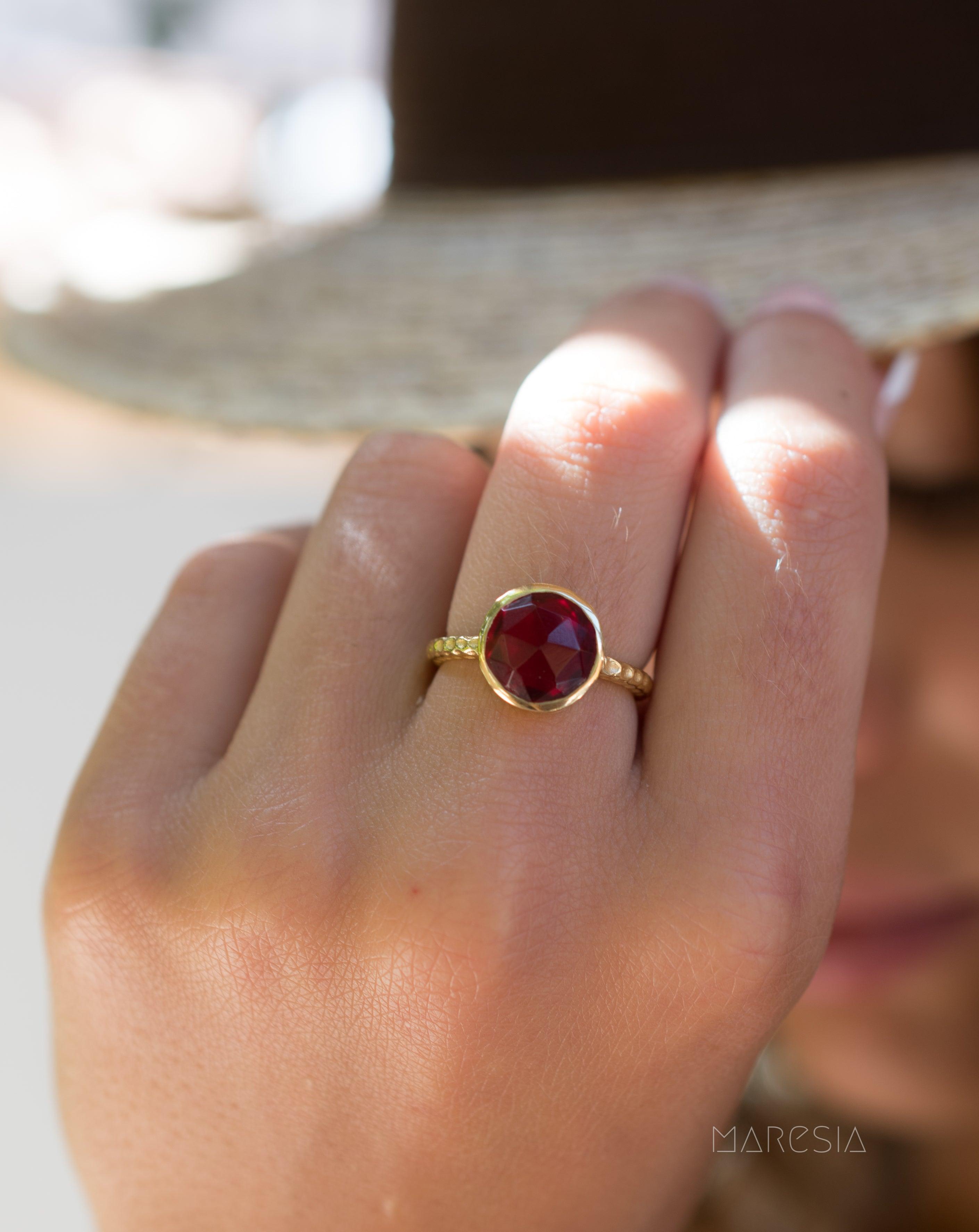 Gabi Garnet hydro Gold Ring ~ 18k Gold Plated ~ SMR114 - Maresia Jewelry