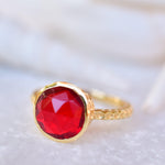 Gabi Garnet hydro Gold Ring ~ 18k Gold Plated ~ SMR114 - Maresia Jewelry