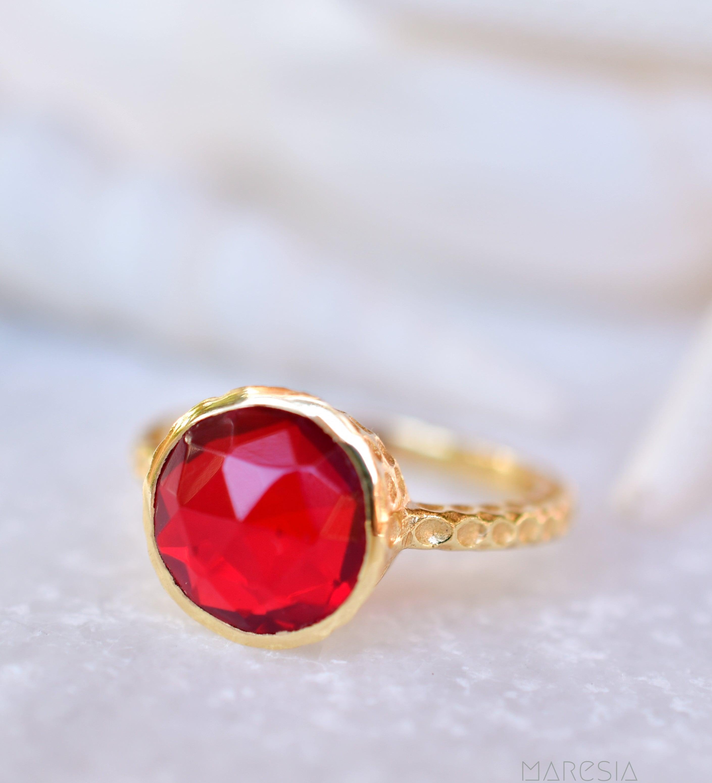 Gabi Garnet hydro Gold Ring ~ 18k Gold Plated ~ SMR114 - Maresia Jewelry