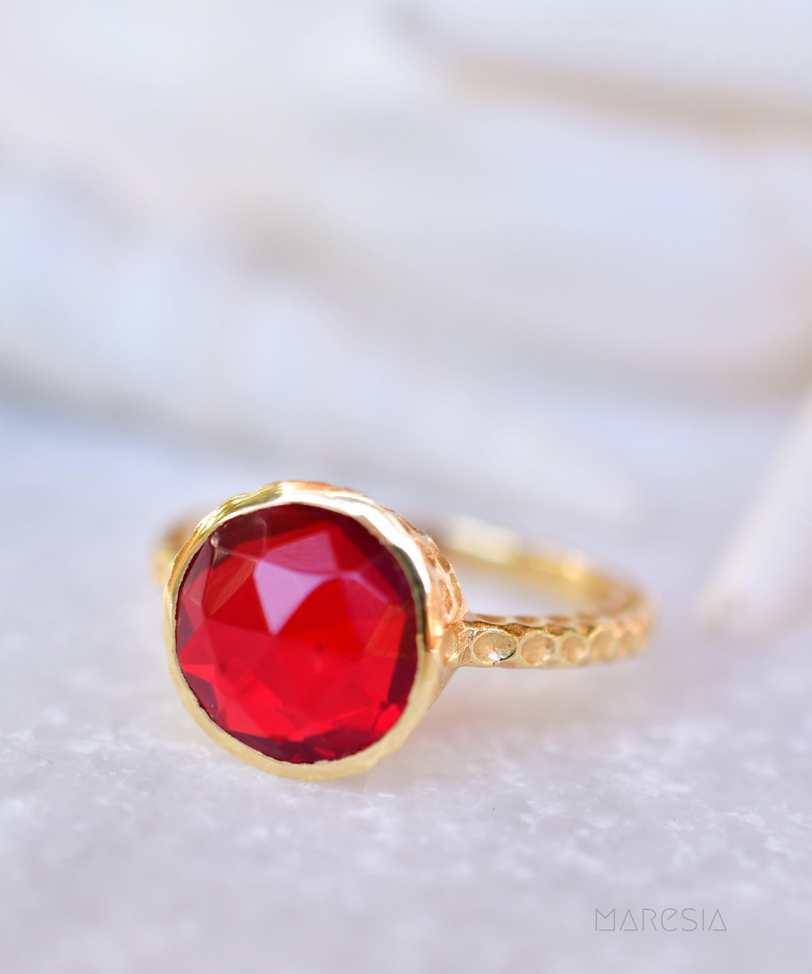 Gabi Garnet hydro Gold Ring ~ 18k Gold Plated ~ SMR114 - Maresia Jewelry