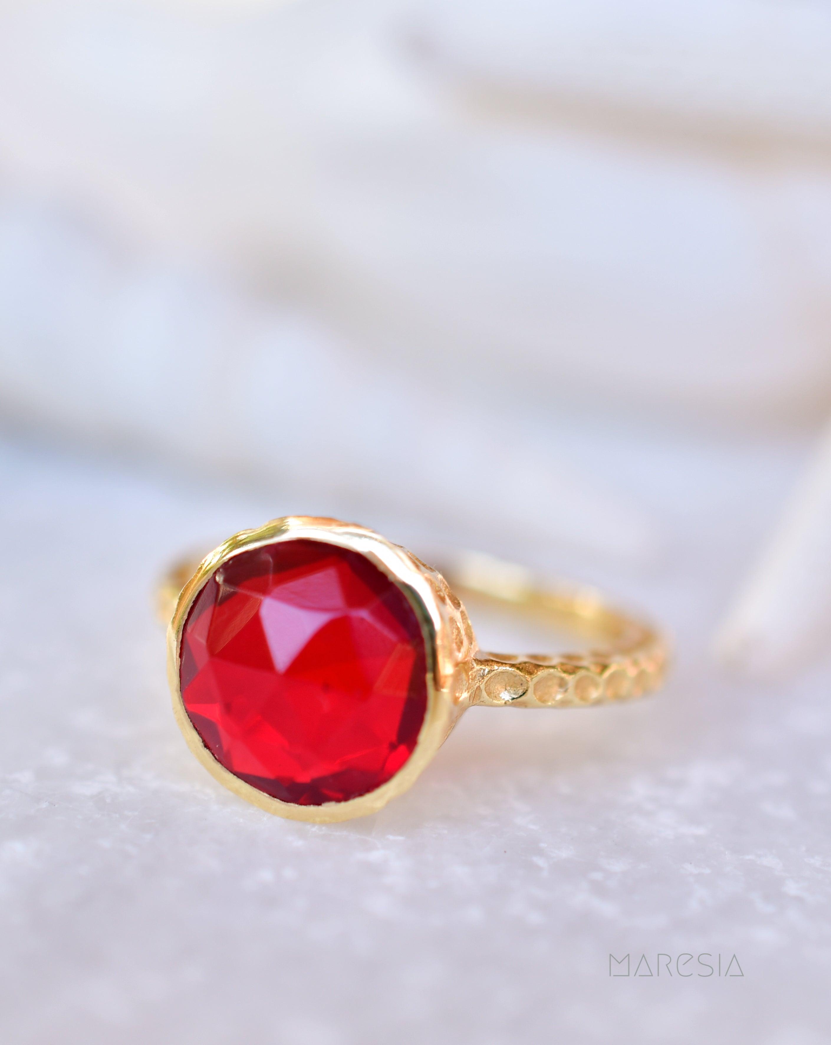 Gabi Garnet hydro Gold Ring ~ 18k Gold Plated ~ SMR114 - Maresia Jewelry