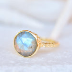 Gabi Rainbow Labradorite Tear Drop Ring ~ 18k Gold Plated ~ SMR105 - Maresia Jewelry