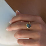 Rainbow Labradorite Tear Drop Ring ~ 18k Gold Plated ~ - Maresia Jewelry