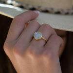 Rainbow Moonstone Ring  ~ 18k Gold Plated ~ - Maresia Jewelry