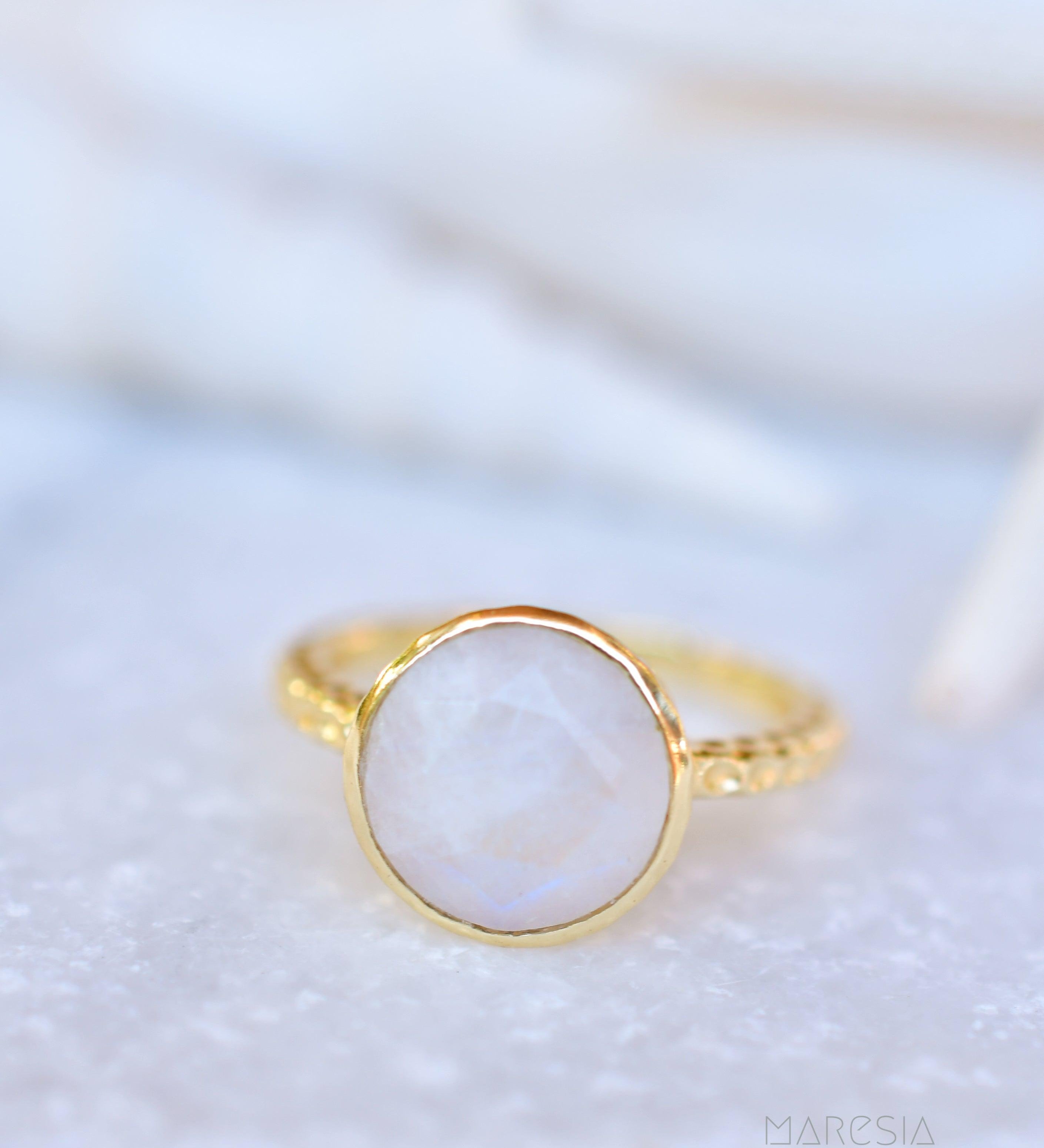 Gabi Rainbow Moonstone Ring ~ 18k Gold Plated ~ SMR107 - Maresia Jewelry