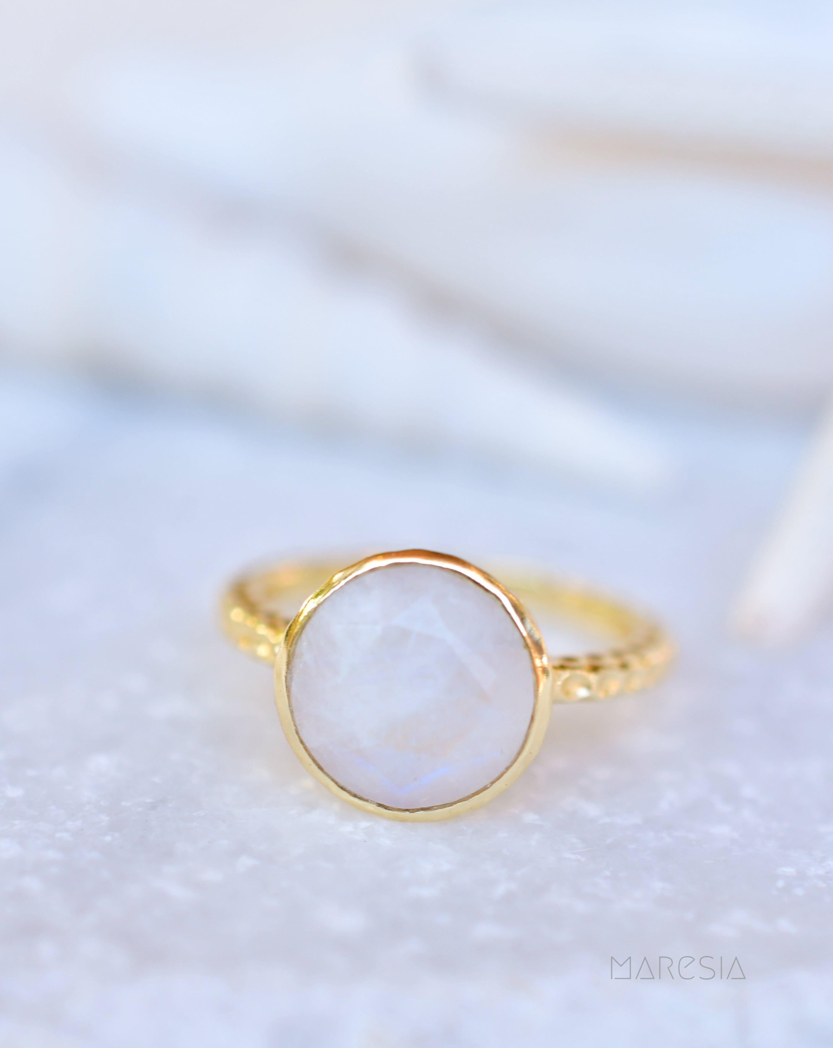 Gabi Rainbow Moonstone Ring ~ 18k Gold Plated ~ SMR107 - Maresia Jewelry