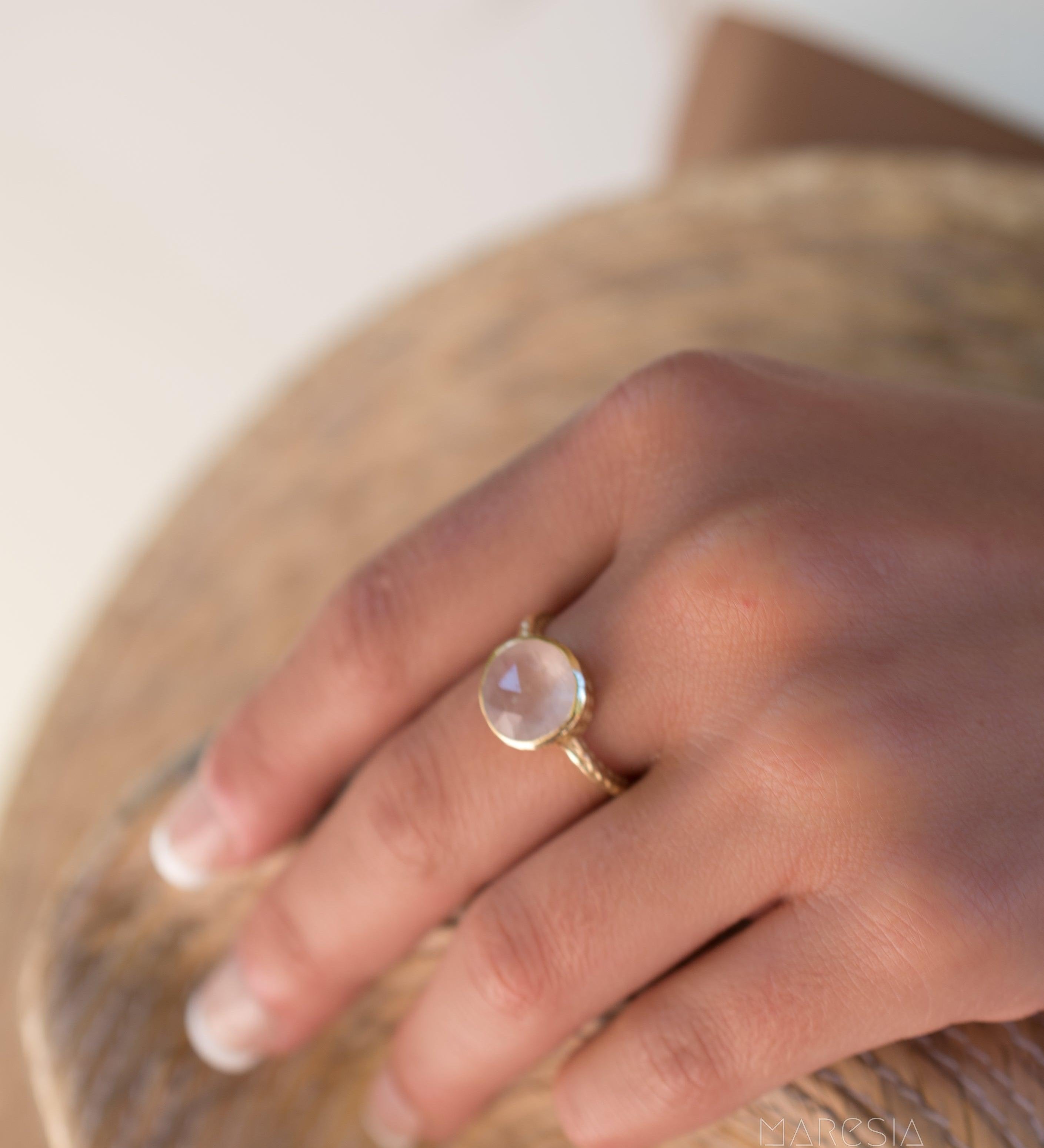 Gabi Rose Quartz Gold Ring ~ 18k Gold Plated ~ SMR110 - Maresia Jewelry
