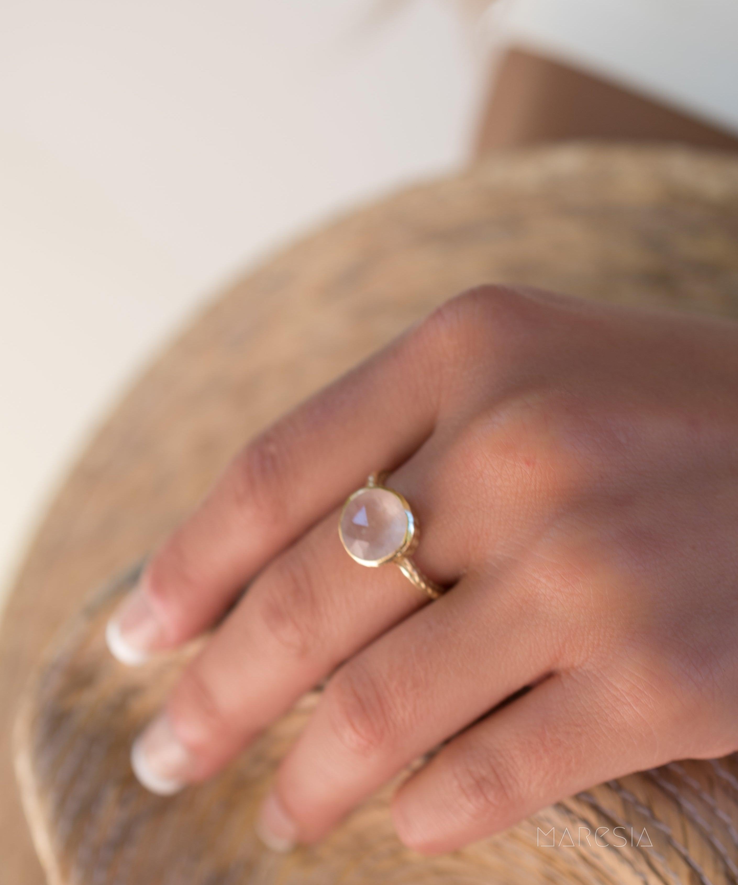 Gabi Rose Quartz Gold Ring ~ 18k Gold Plated ~ SMR110 - Maresia Jewelry