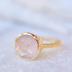 Gabi Rose Quartz Gold Ring ~ 18k Gold Plated ~ SMR110 - Maresia Jewelry