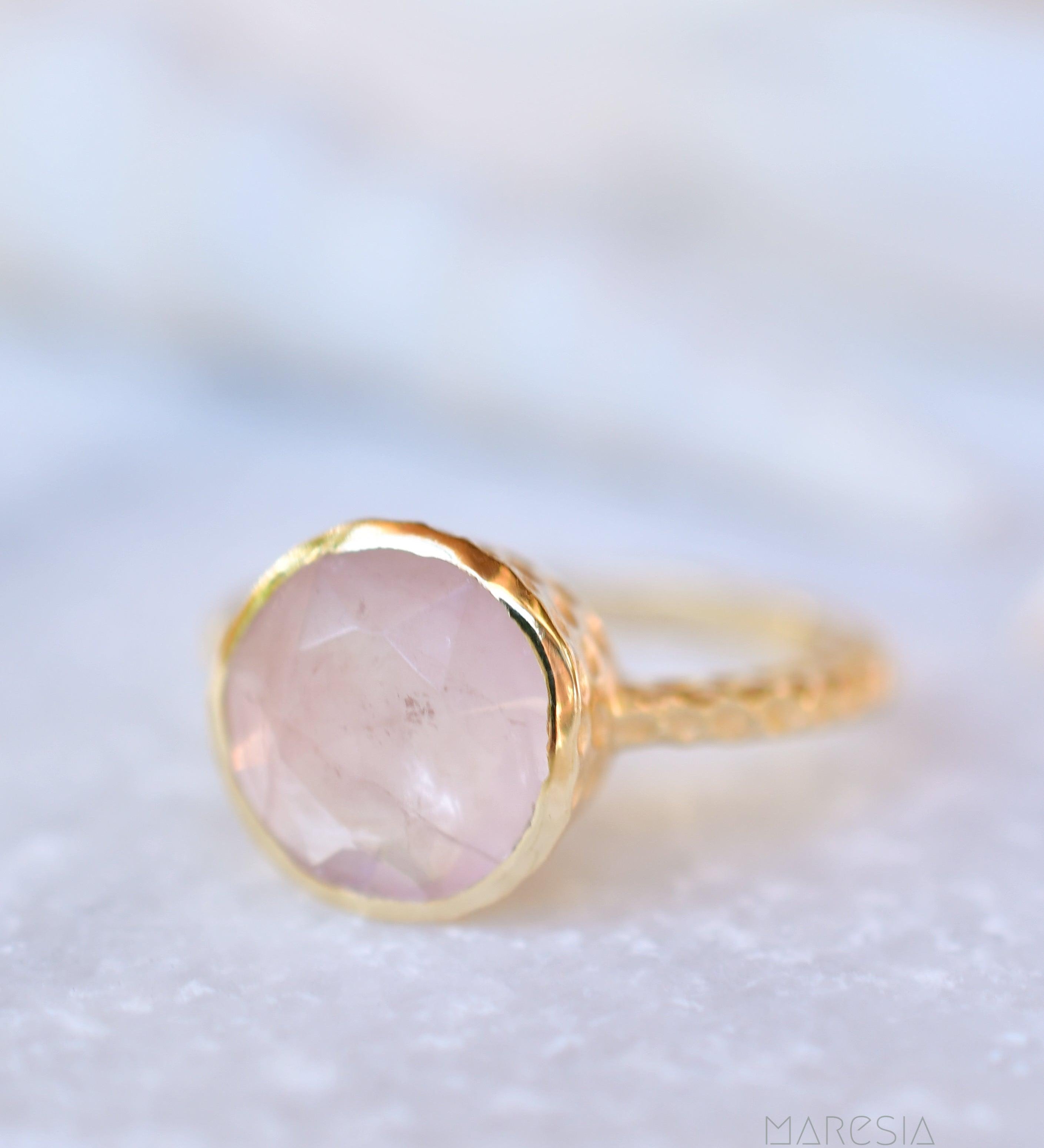 Gabi Rose Quartz Gold Ring ~ 18k Gold Plated ~ SMR110 - Maresia Jewelry