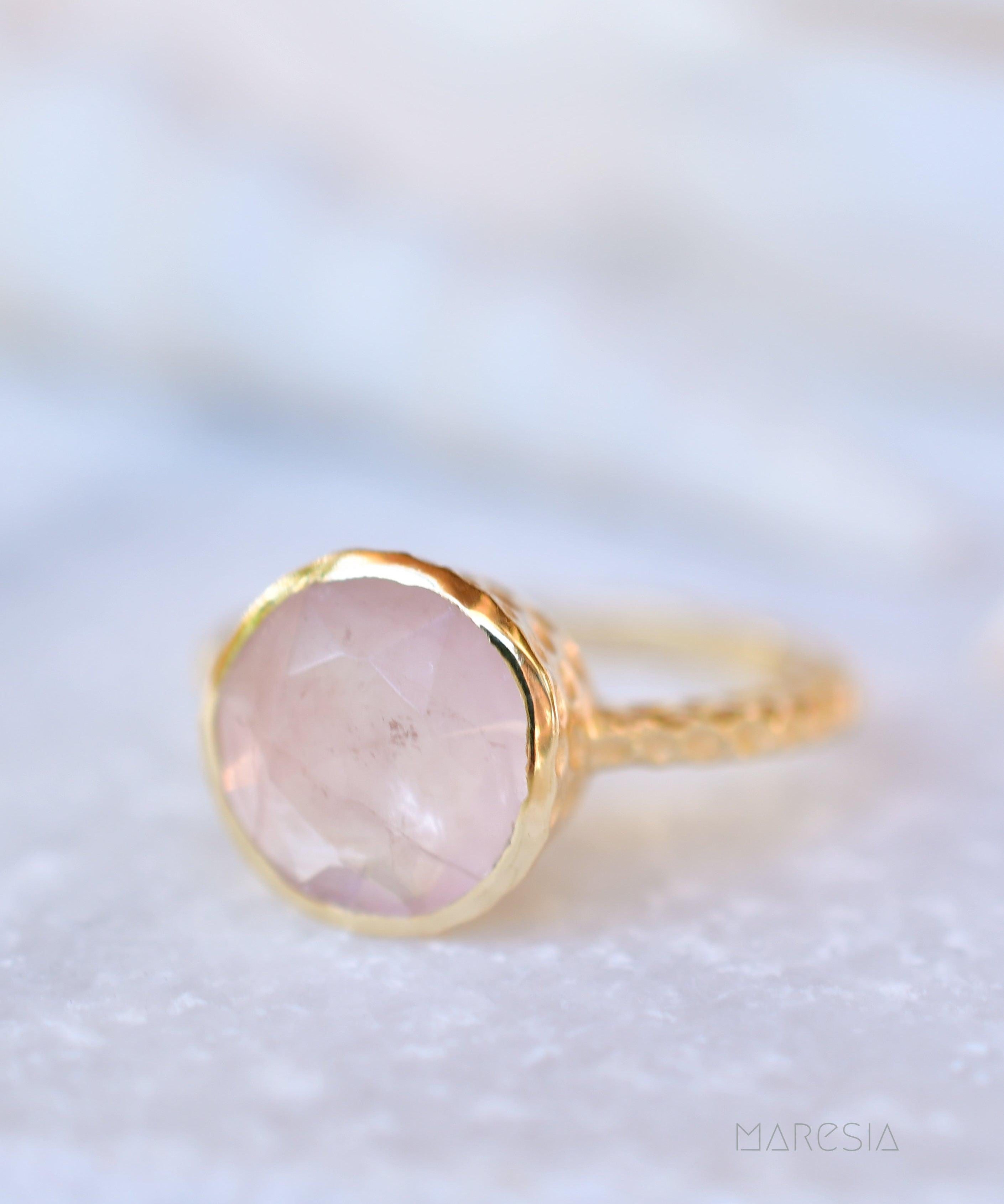 Gabi Rose Quartz Gold Ring ~ 18k Gold Plated ~ SMR110 - Maresia Jewelry