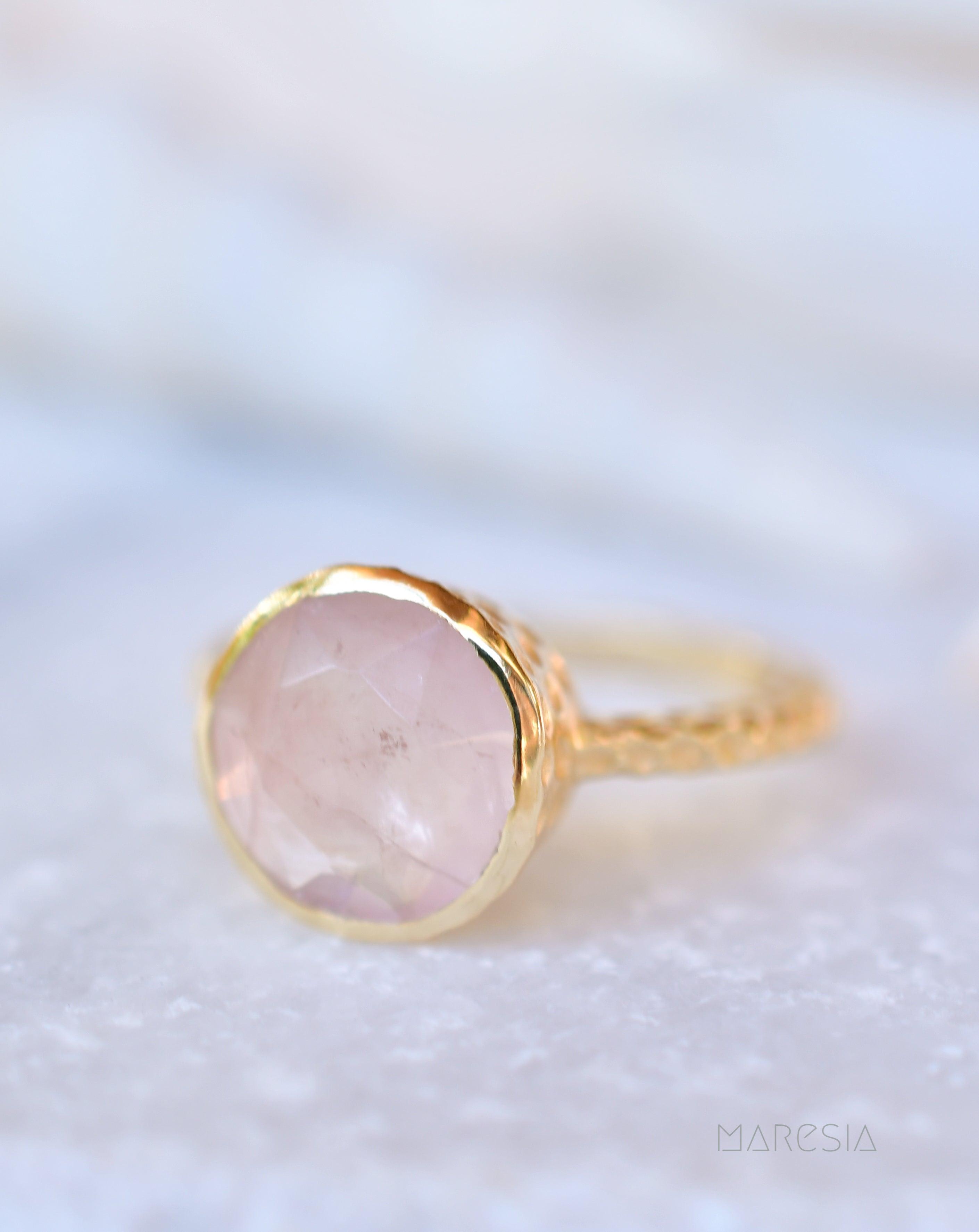 Gabi Rose Quartz Gold Ring ~ 18k Gold Plated ~ SMR110 - Maresia Jewelry