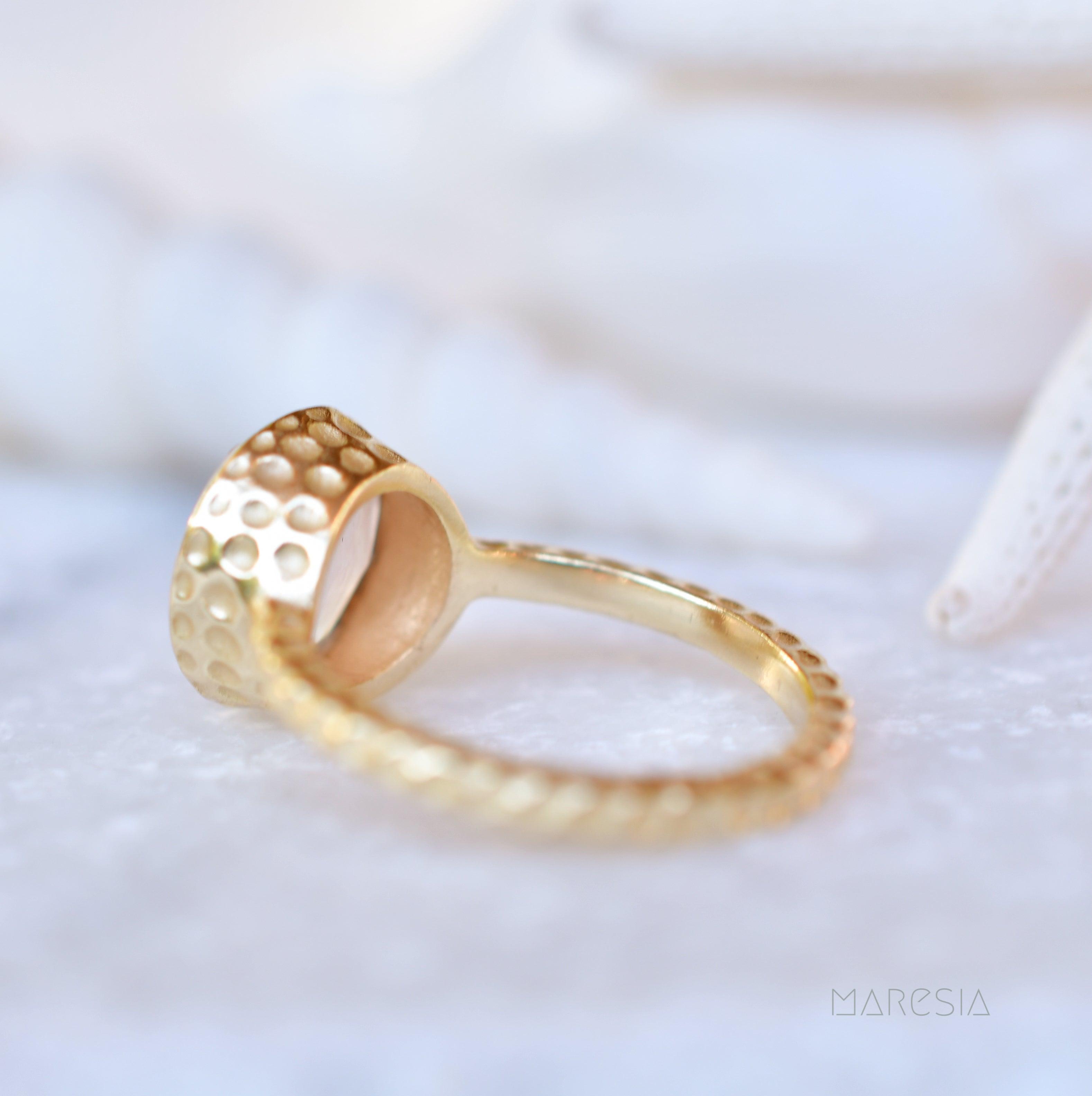 Gabi Rose Quartz Gold Ring ~ 18k Gold Plated ~ SMR110 - Maresia Jewelry