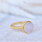 Gabi White Druzy Gold Ring ~ 18k Gold Plated ~ SMR108 - Maresia Jewelry