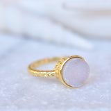 Gabi White Druzy Gold Ring ~ 18k Gold Plated ~ SMR108 - Maresia Jewelry