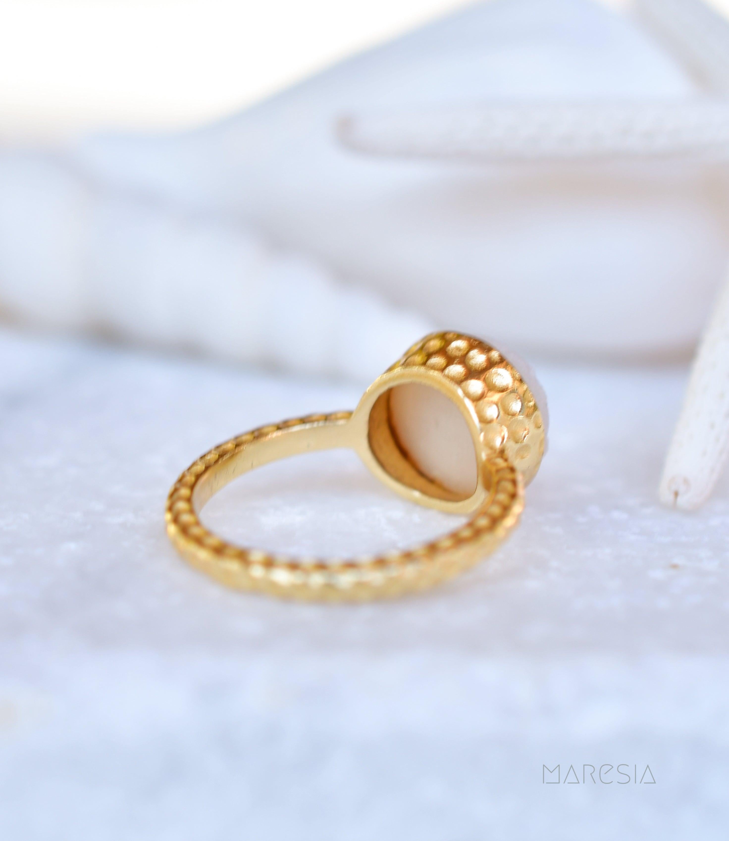 Gabi White Druzy Gold Ring ~ 18k Gold Plated ~ SMR108 - Maresia Jewelry