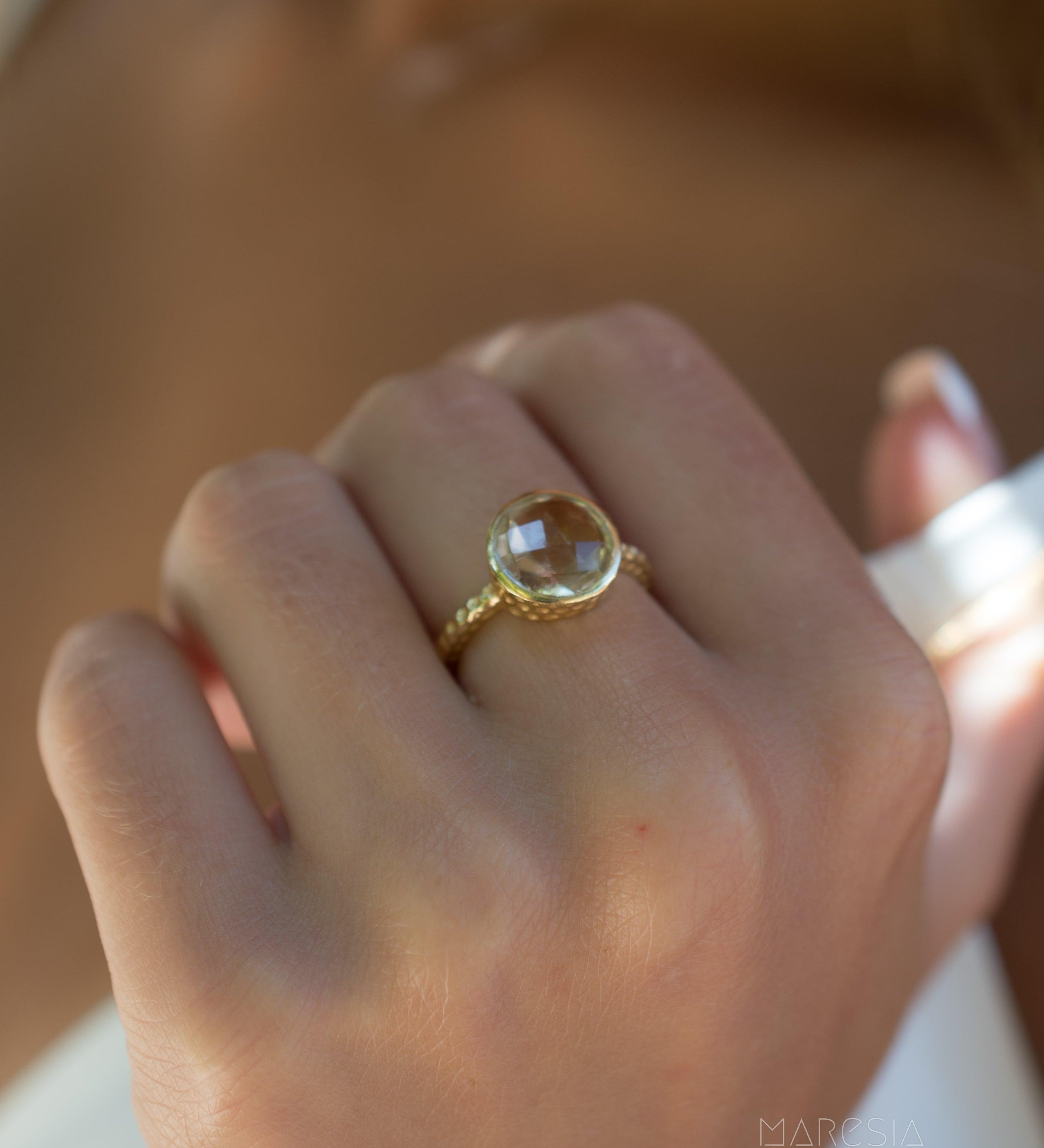 Gabi Yellow Topaz hydro Gold Ring ~ 18k Gold Plated ~ SMR109 - Maresia Jewelry
