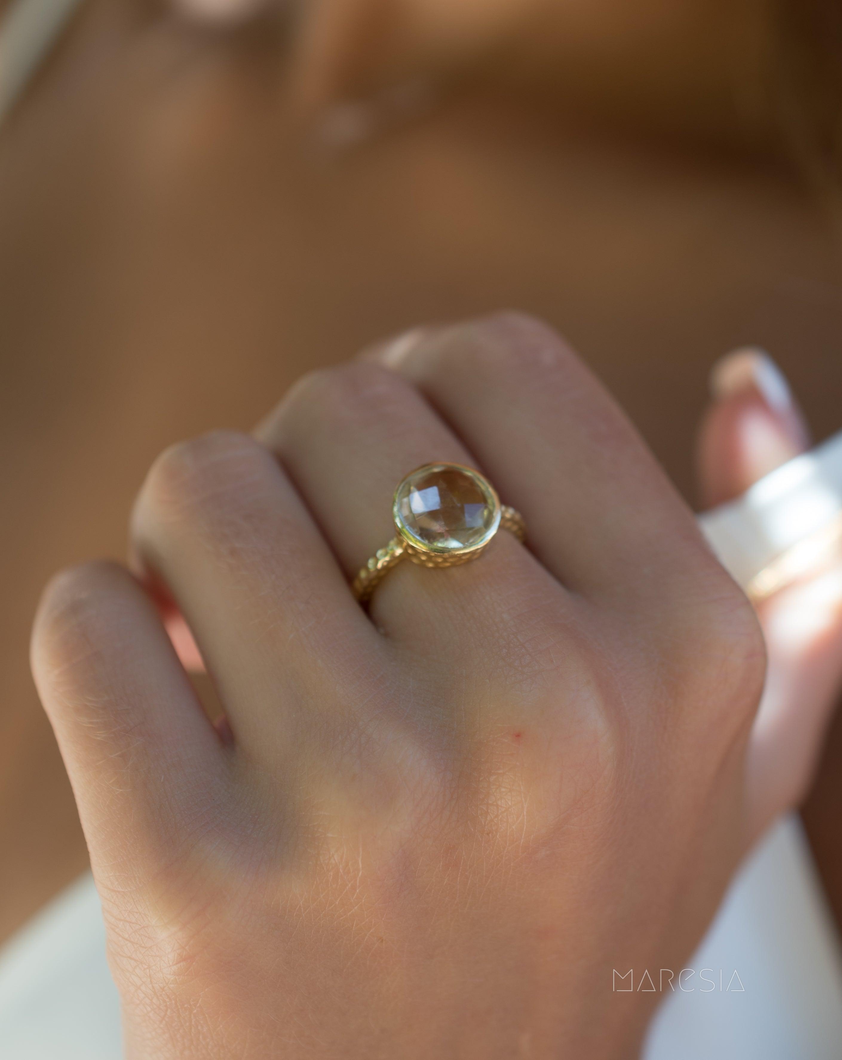 Gabi Yellow Topaz hydro Gold Ring ~ 18k Gold Plated ~ SMR109 - Maresia Jewelry