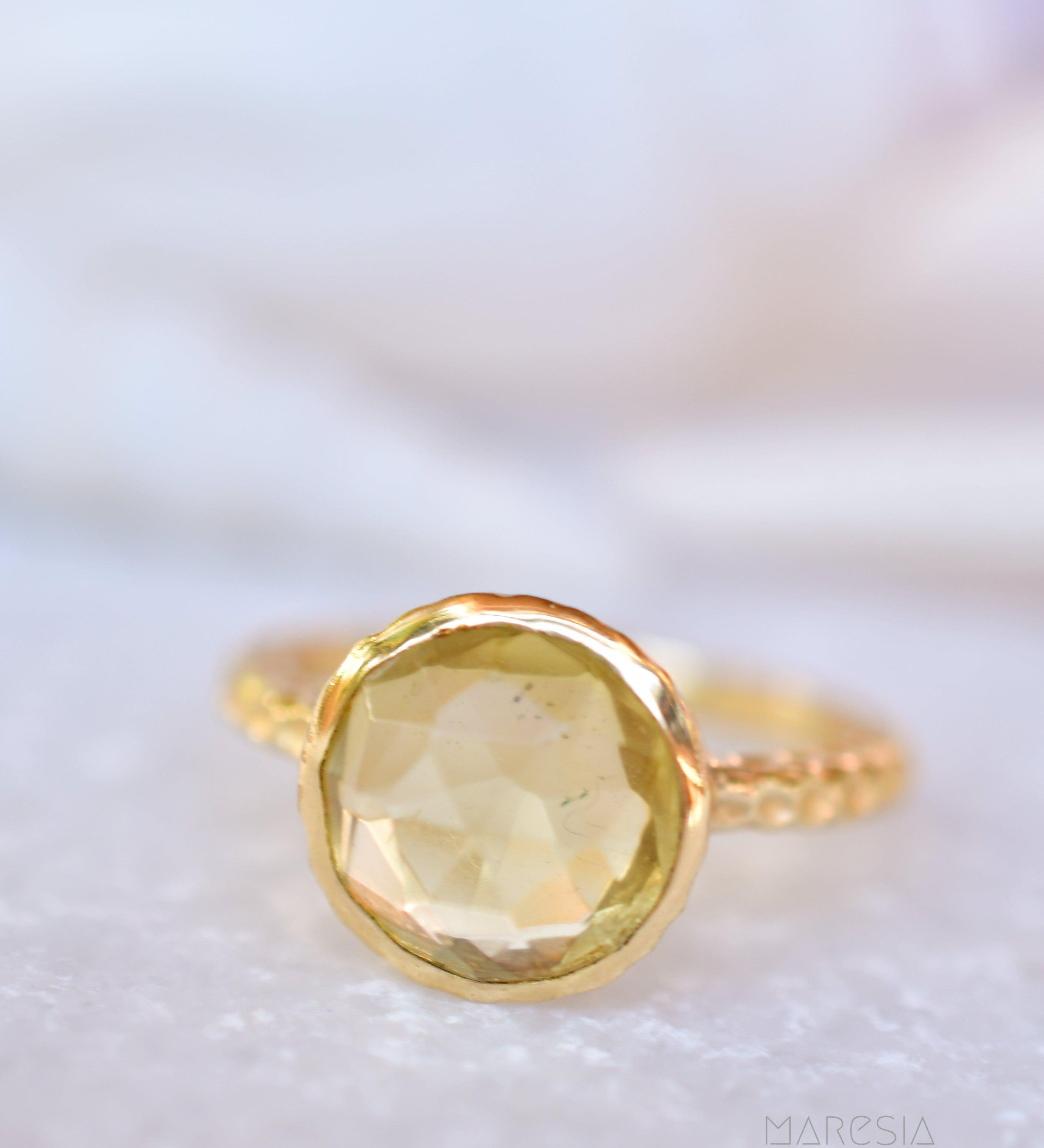 Gabi Yellow Topaz hydro Gold Ring ~ 18k Gold Plated ~ SMR109 - Maresia Jewelry