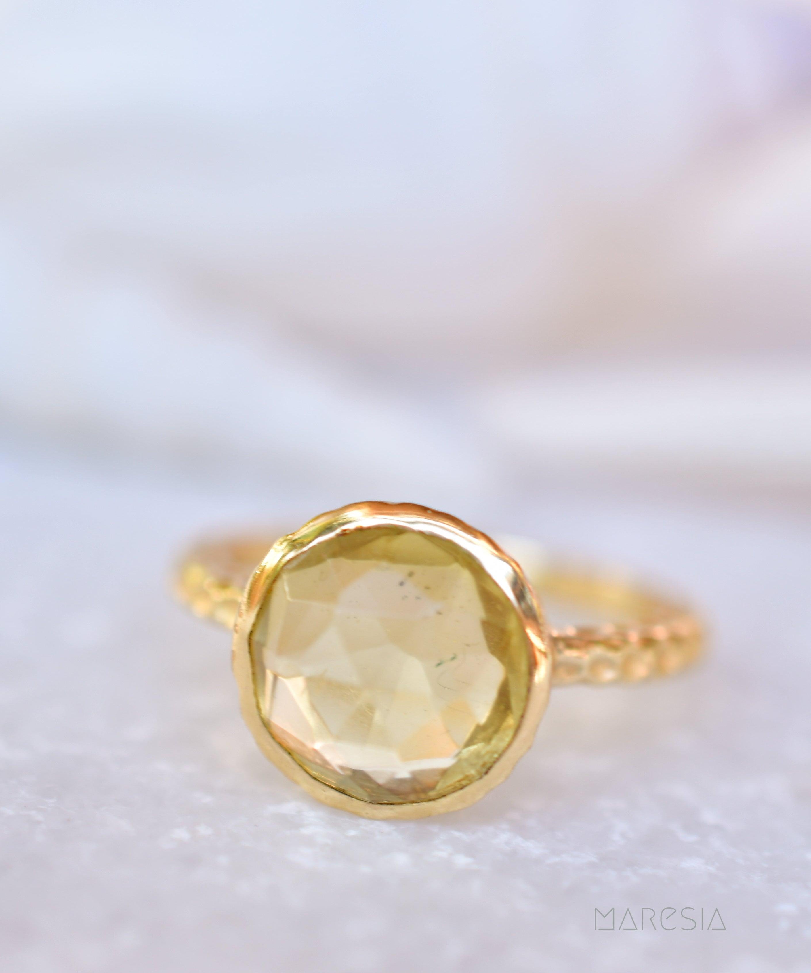 Gabi Yellow Topaz hydro Gold Ring ~ 18k Gold Plated ~ SMR109 - Maresia Jewelry