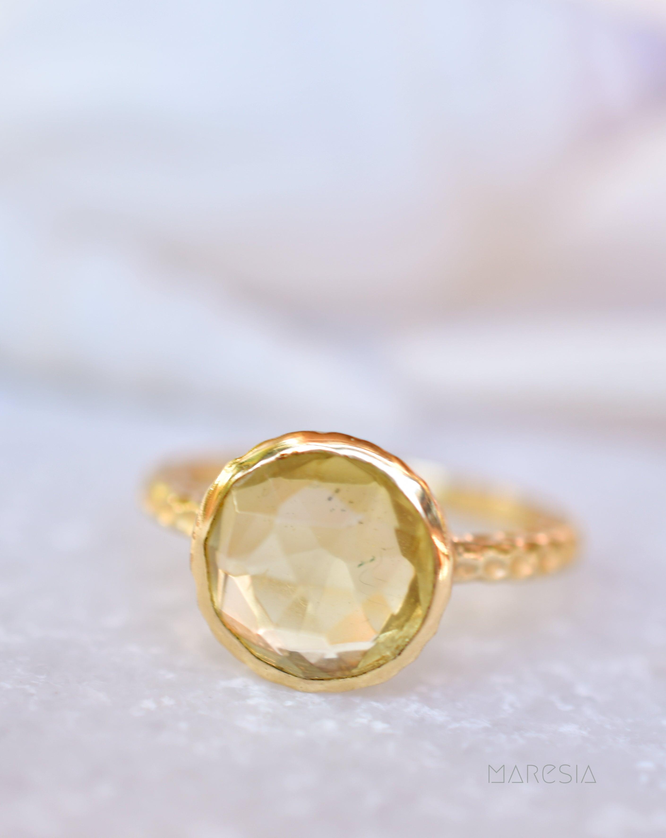 Gabi Yellow Topaz hydro Gold Ring ~ 18k Gold Plated ~ SMR109 - Maresia Jewelry