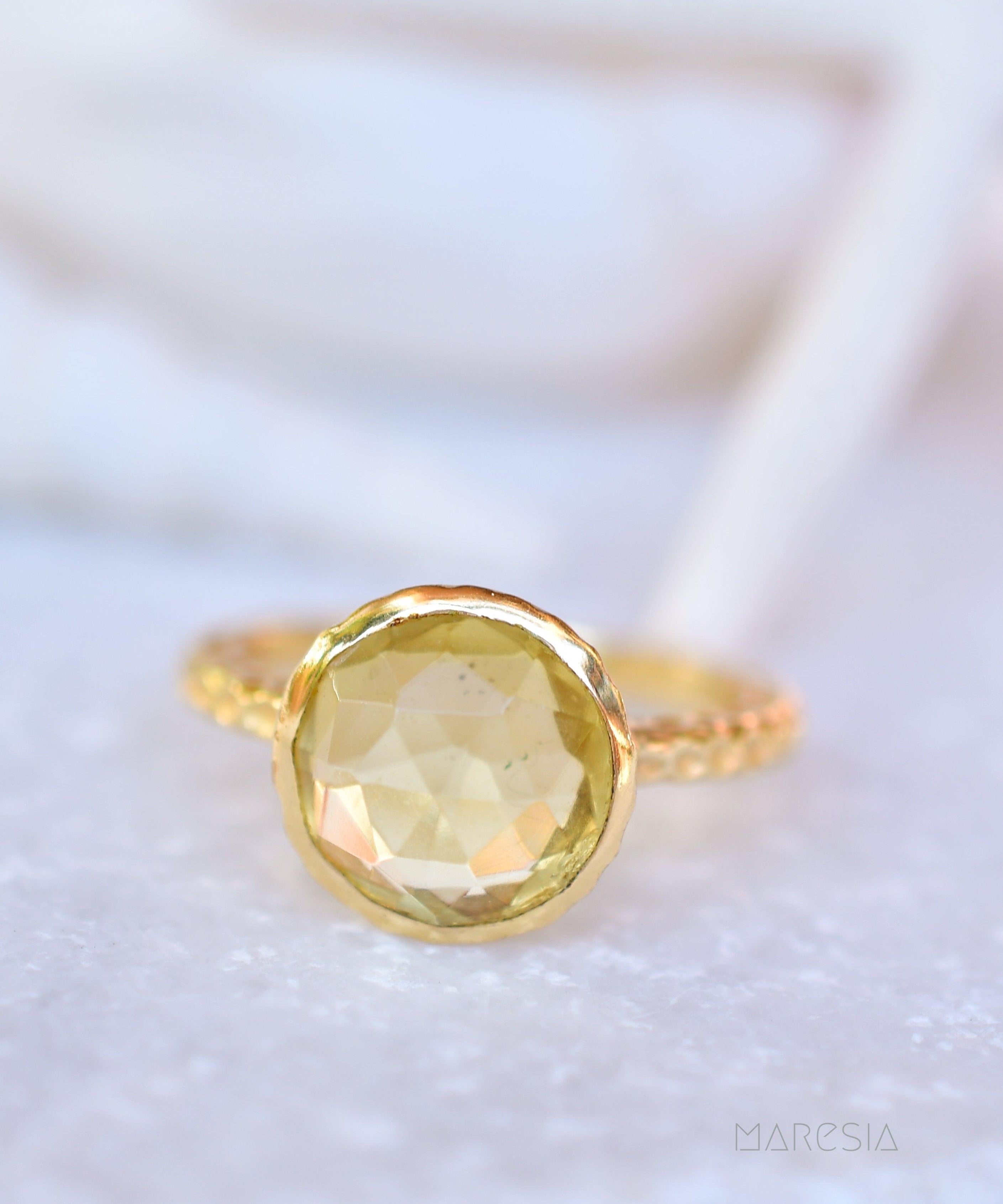 Gabi Yellow Topaz hydro Gold Ring ~ 18k Gold Plated ~ SMR109 - Maresia Jewelry