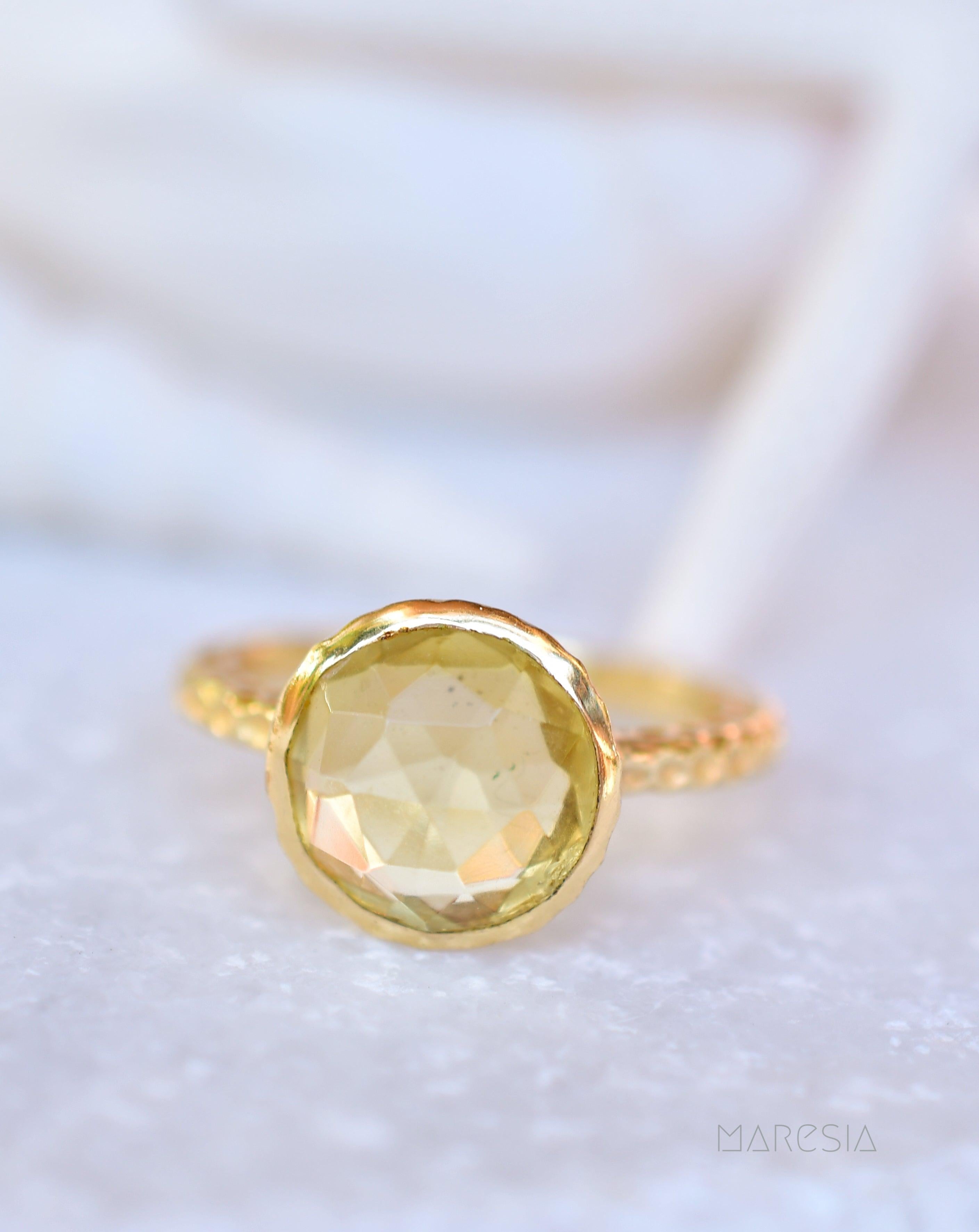 Gabi Yellow Topaz hydro Gold Ring ~ 18k Gold Plated ~ SMR109 - Maresia Jewelry