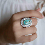 Turquoise Ring ~ oval shape ~Sterling Silver 925 ~ Handmade ~ Gemstone ~ Statement~ December Birthstone Boho MR281