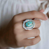 Turquoise Ring ~ oval shape ~Sterling Silver 925 ~ Handmade ~ Gemstone ~ Statement~ December Birthstone Boho MR281