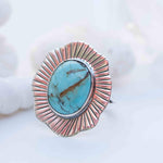 Turquoise Ring ~ oval shape ~Sterling Silver 925 ~ Handmade ~ Gemstone ~ Statement~ December Birthstone Boho MR281