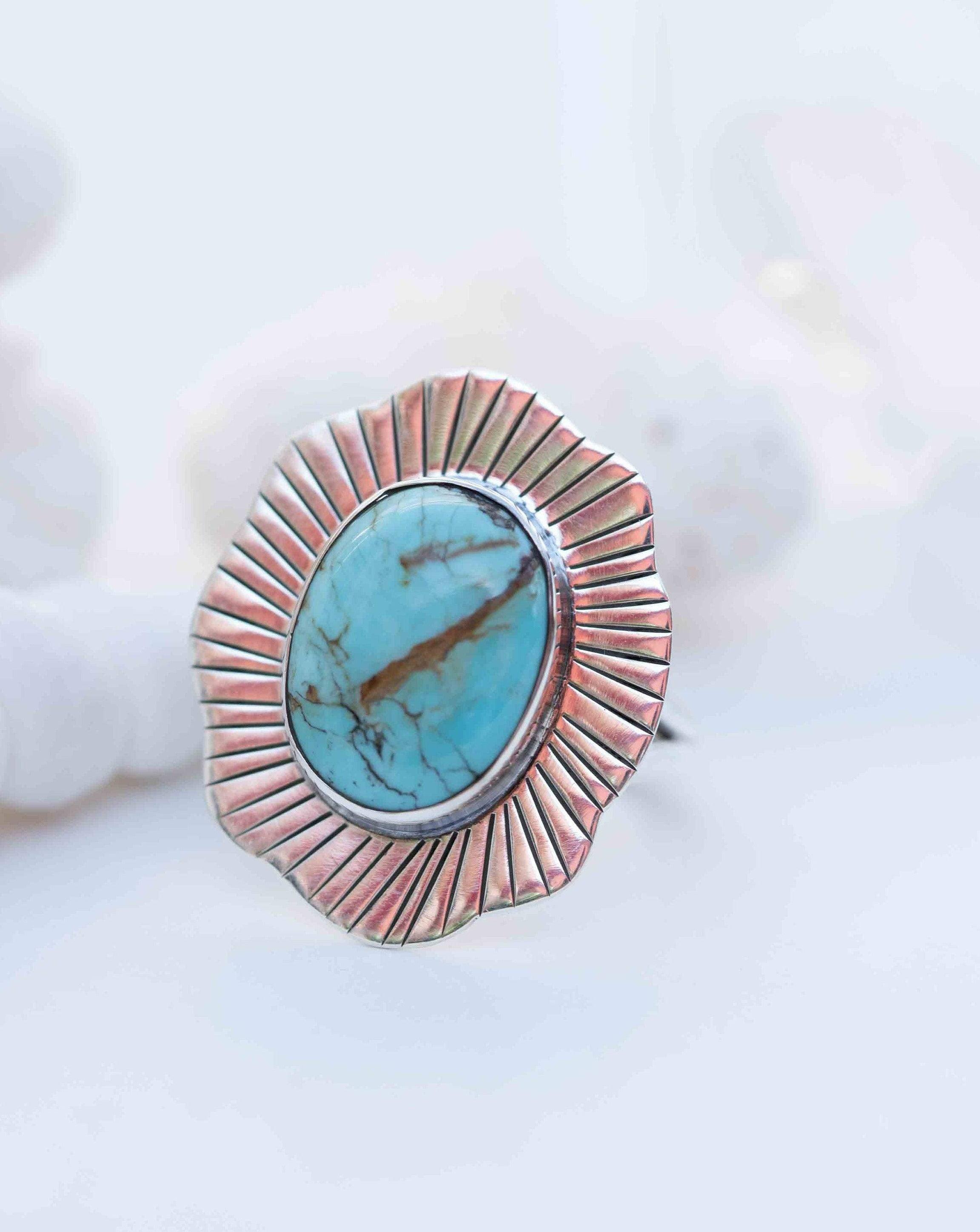 Turquoise Ring ~ oval shape ~Sterling Silver 925 ~ Handmade ~ Gemstone ~ Statement~ December Birthstone Boho MR281