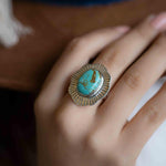 Turquoise Ring ~ oval shape ~Sterling Silver 925 ~ Handmade ~ Gemstone ~ Statement~ December Birthstone Boho MR281